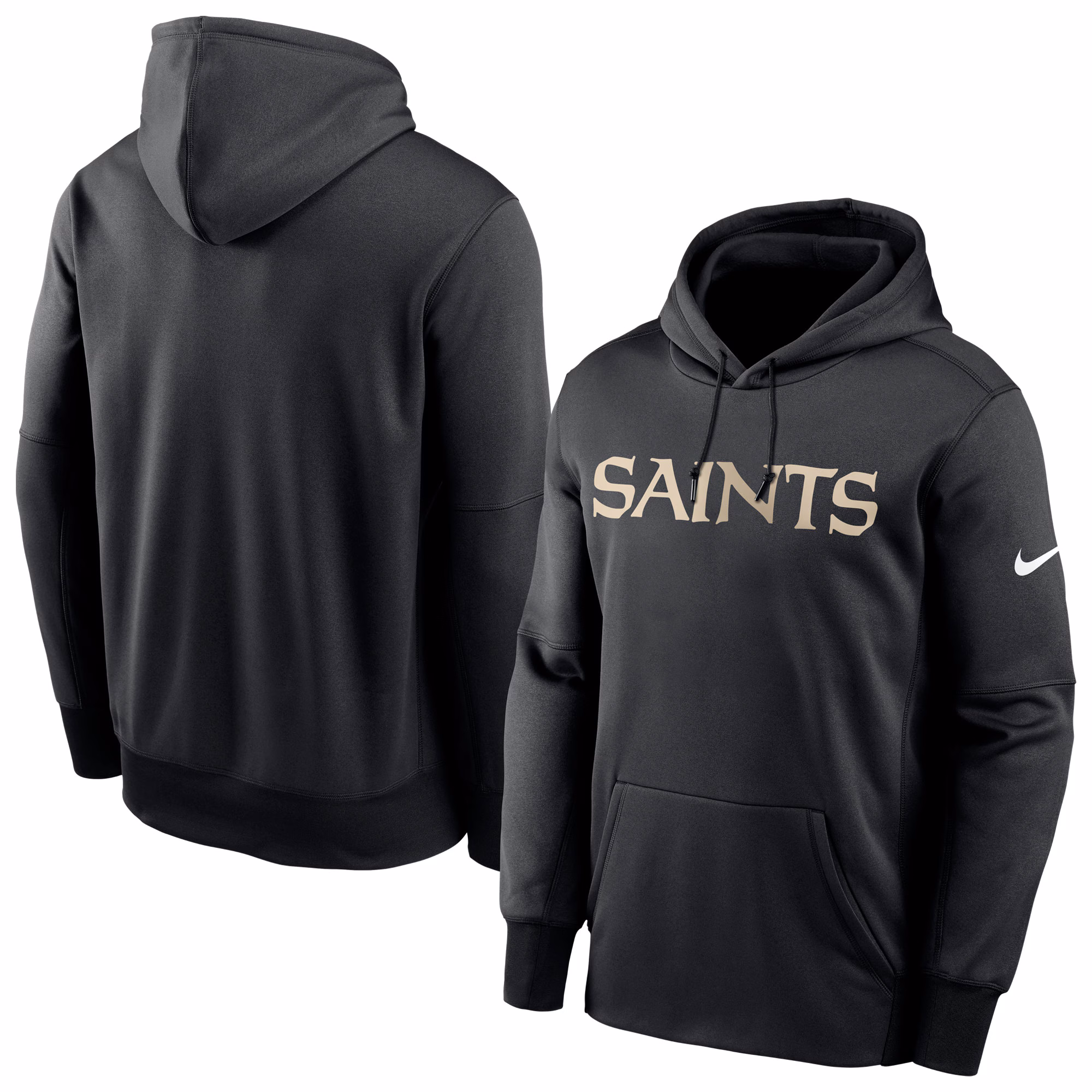 New Orleans Saints Fan Gear Wordmark Performance Pullover Hoodie - Black