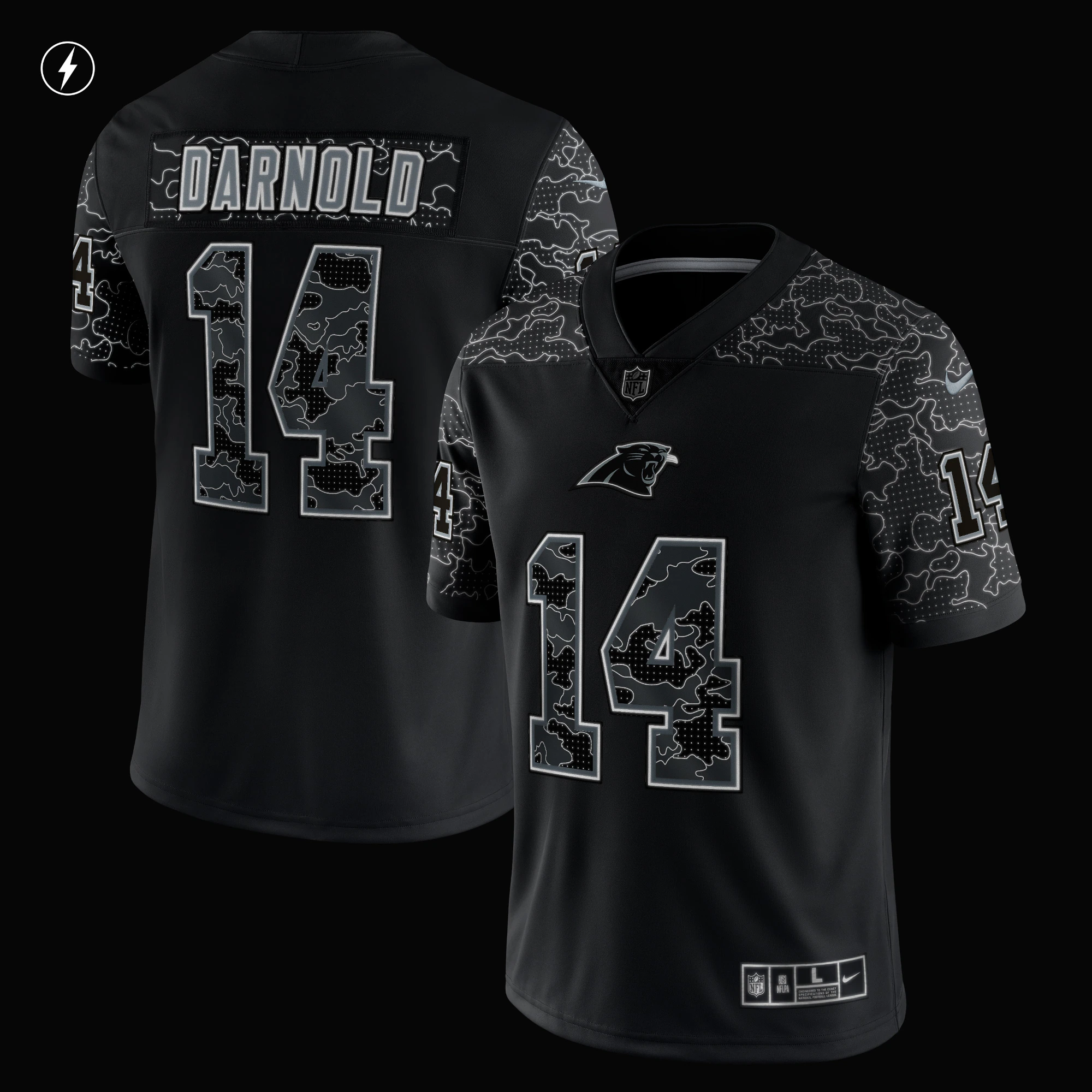 Sam Darnold Carolina Panthers RFLCTV Limited Jersey - Black
