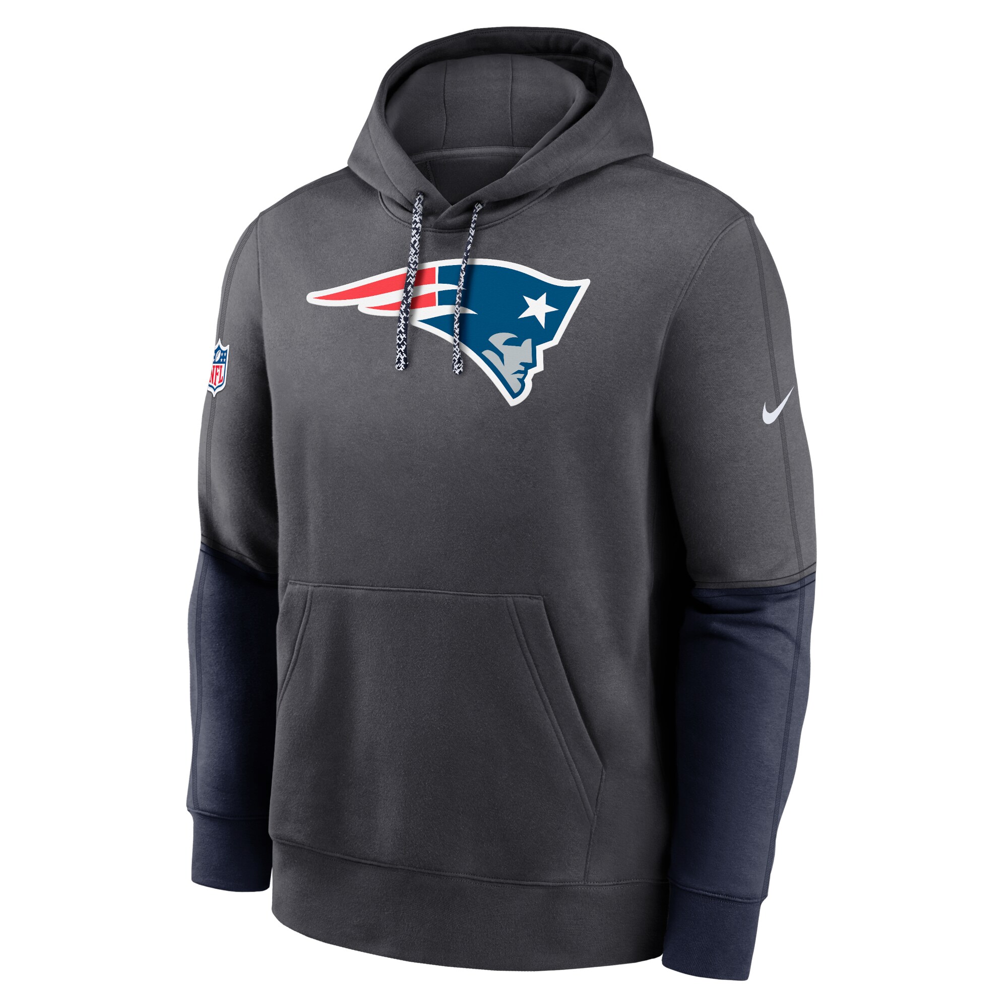 New England Patriots 2024 Sideline Club Pullover Hoodie - Anthracite