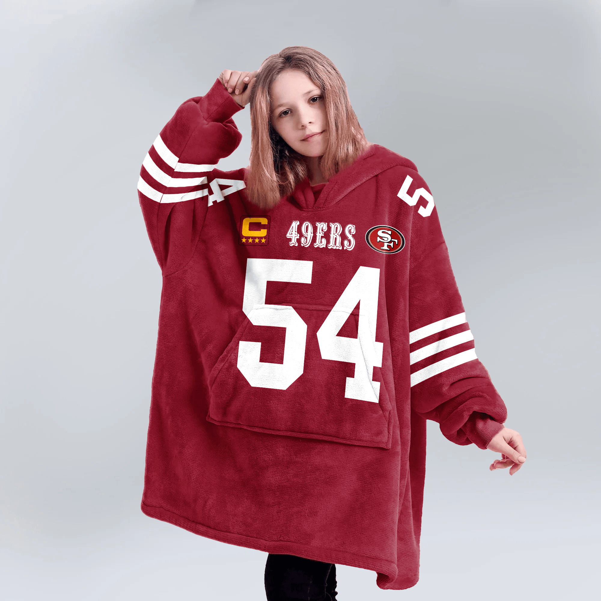 Kid F.W 54 Captain San Francisco 49ers Football Unisex Blanket Hoodie