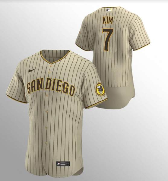 Men's  San Diego Padres #7 Ha-Seong Kim Sand Brown Alternate MLB Jersey