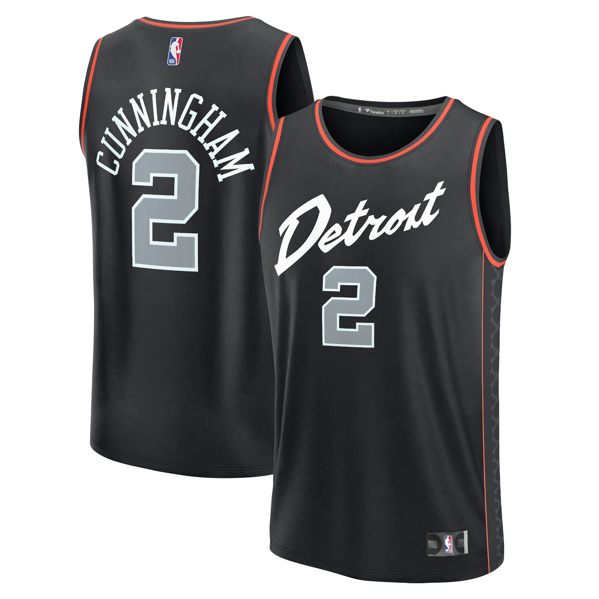 Unisex Detroit Pistons Cade Cunningham  Black 2023/24 Fast Break Jersey - City Edition