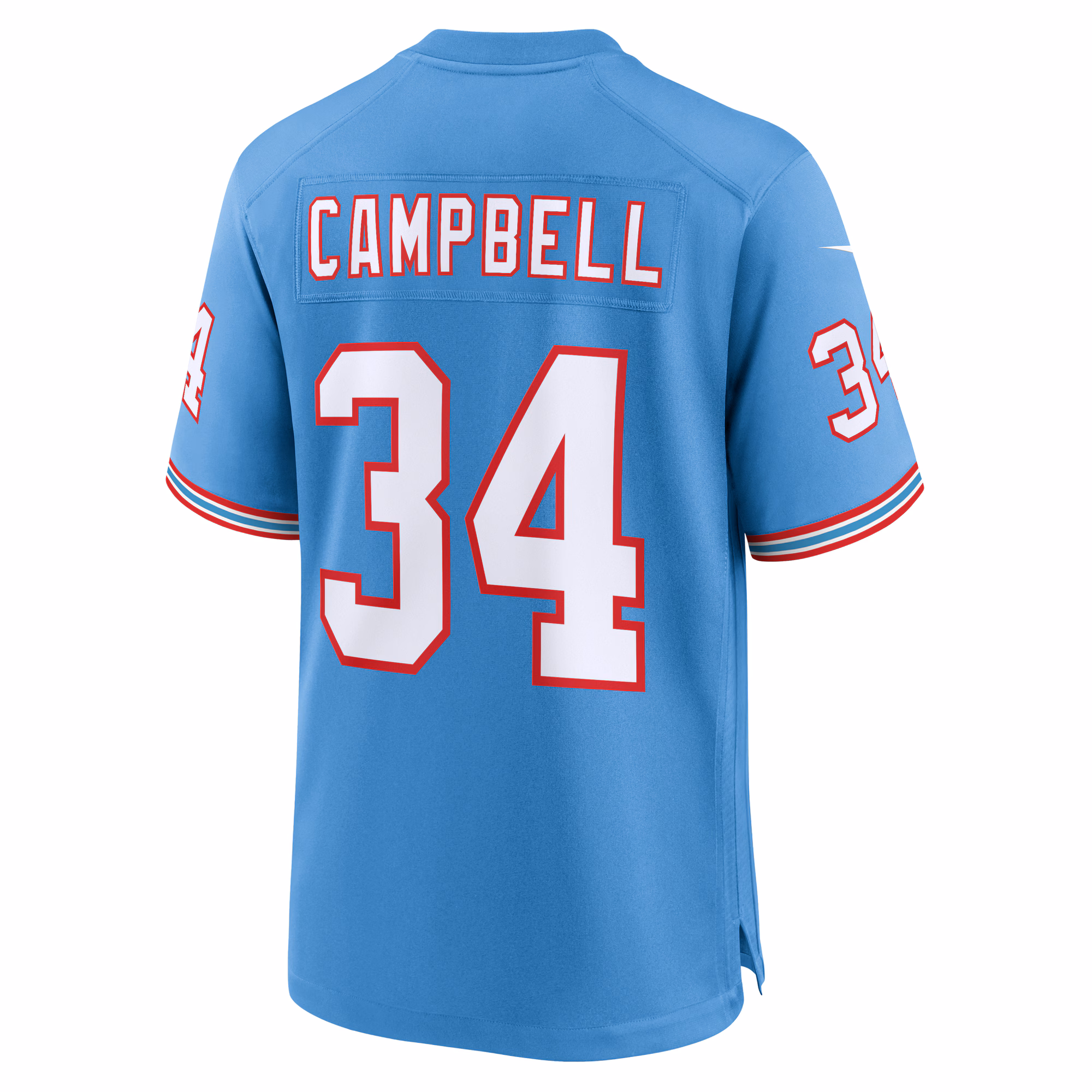 Earl Campbell Tennessee Titans Oilers Throwback Retired Player Game Jersey - Light Blue
