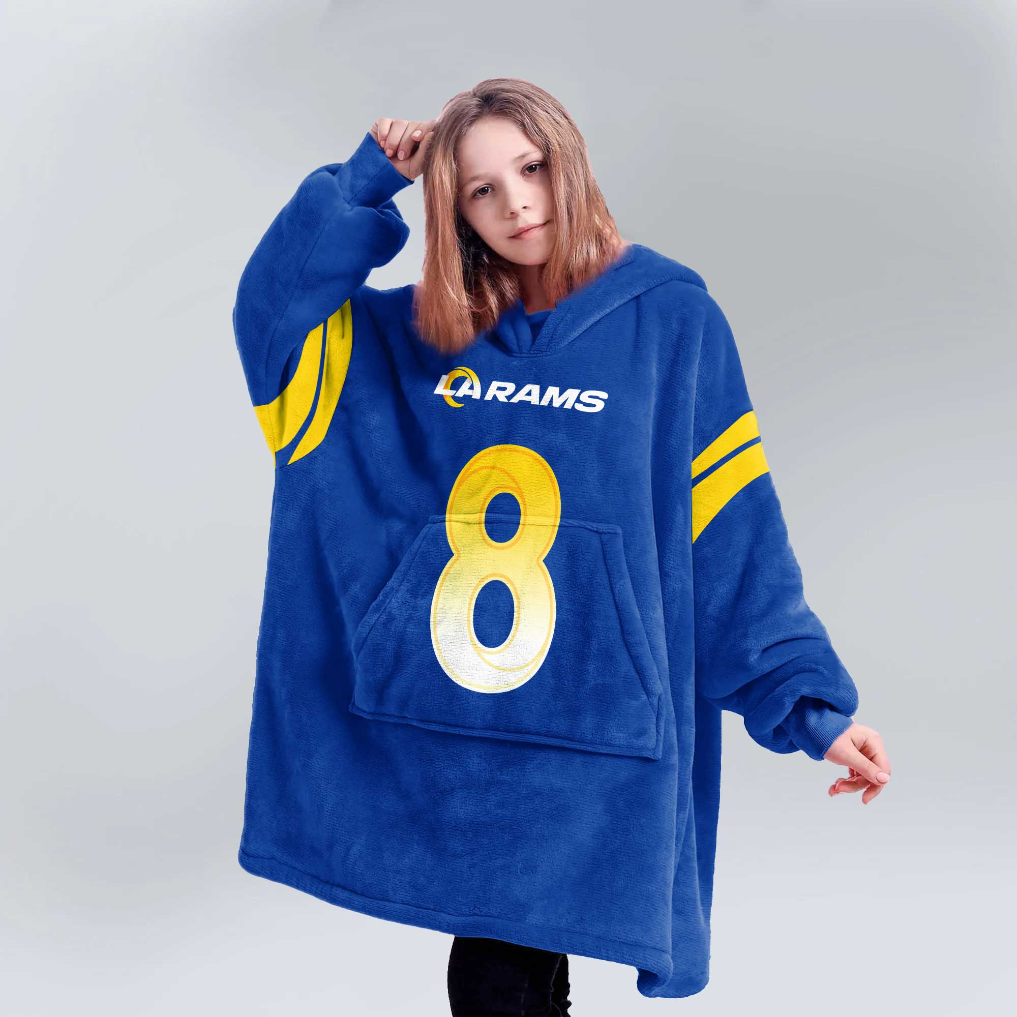 Kid J.V 8 Los Angeles R Football Unisex Blanket Hoodie