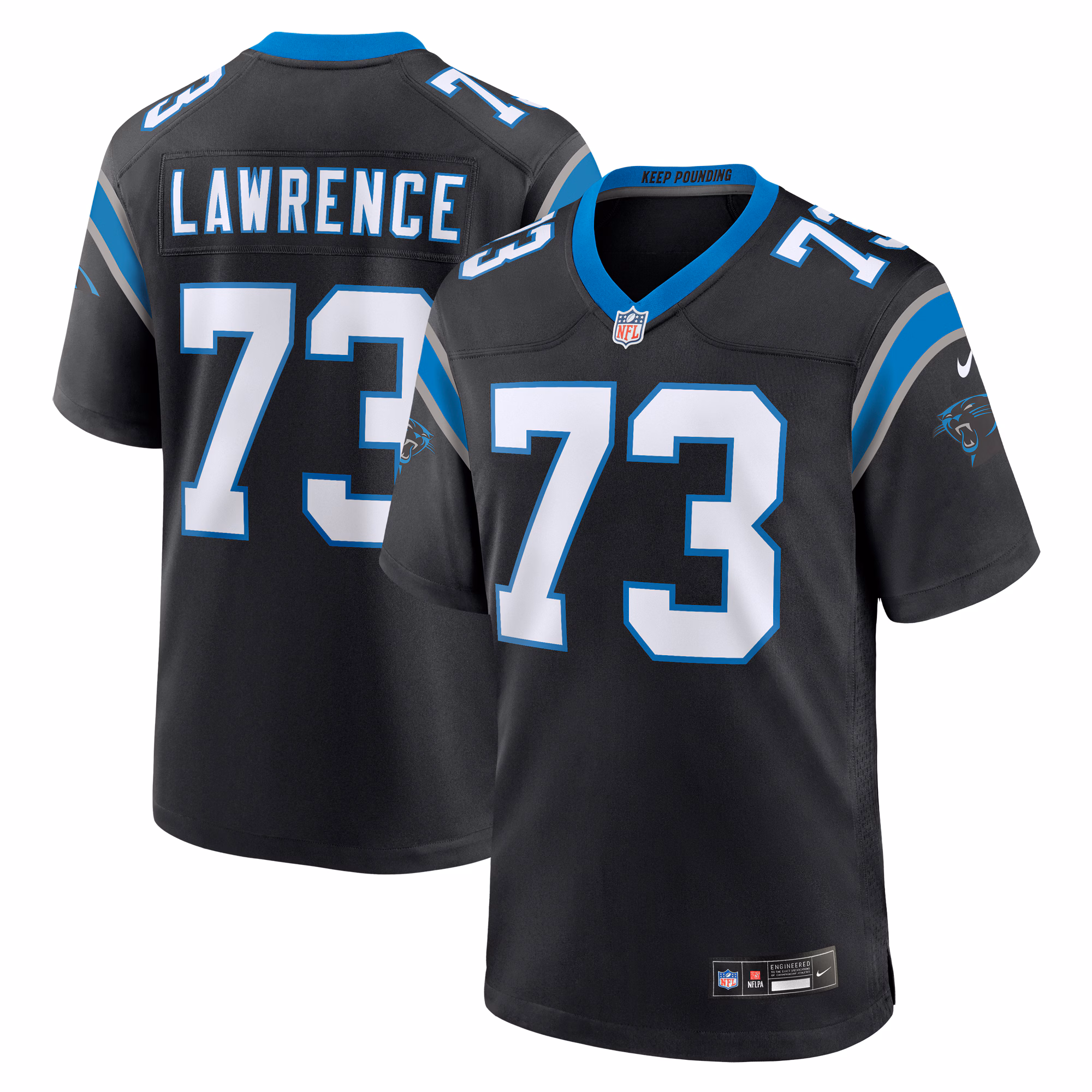 Rashard Lawrence Carolina Panthers  Game Jersey -  Black