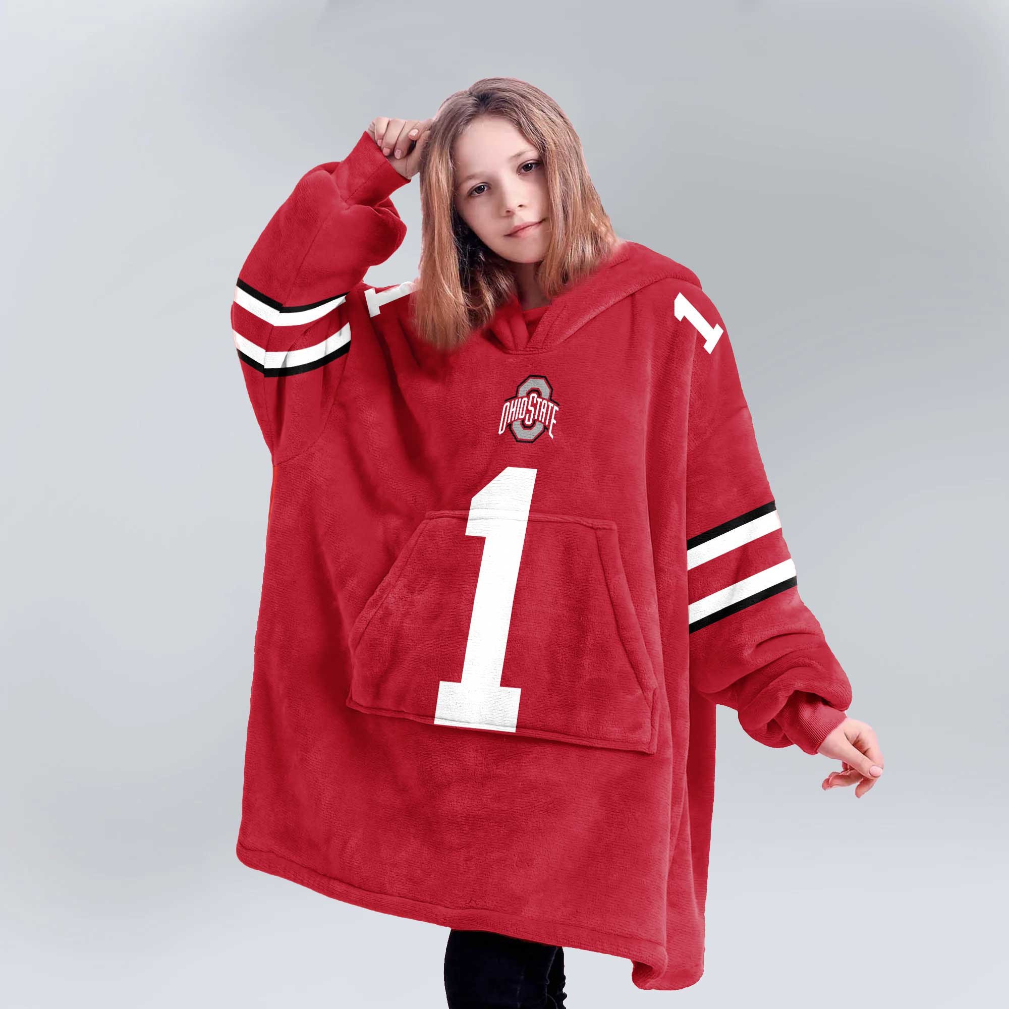 Adult 1 Ohio State Football Unisex Blanket Hoodie
