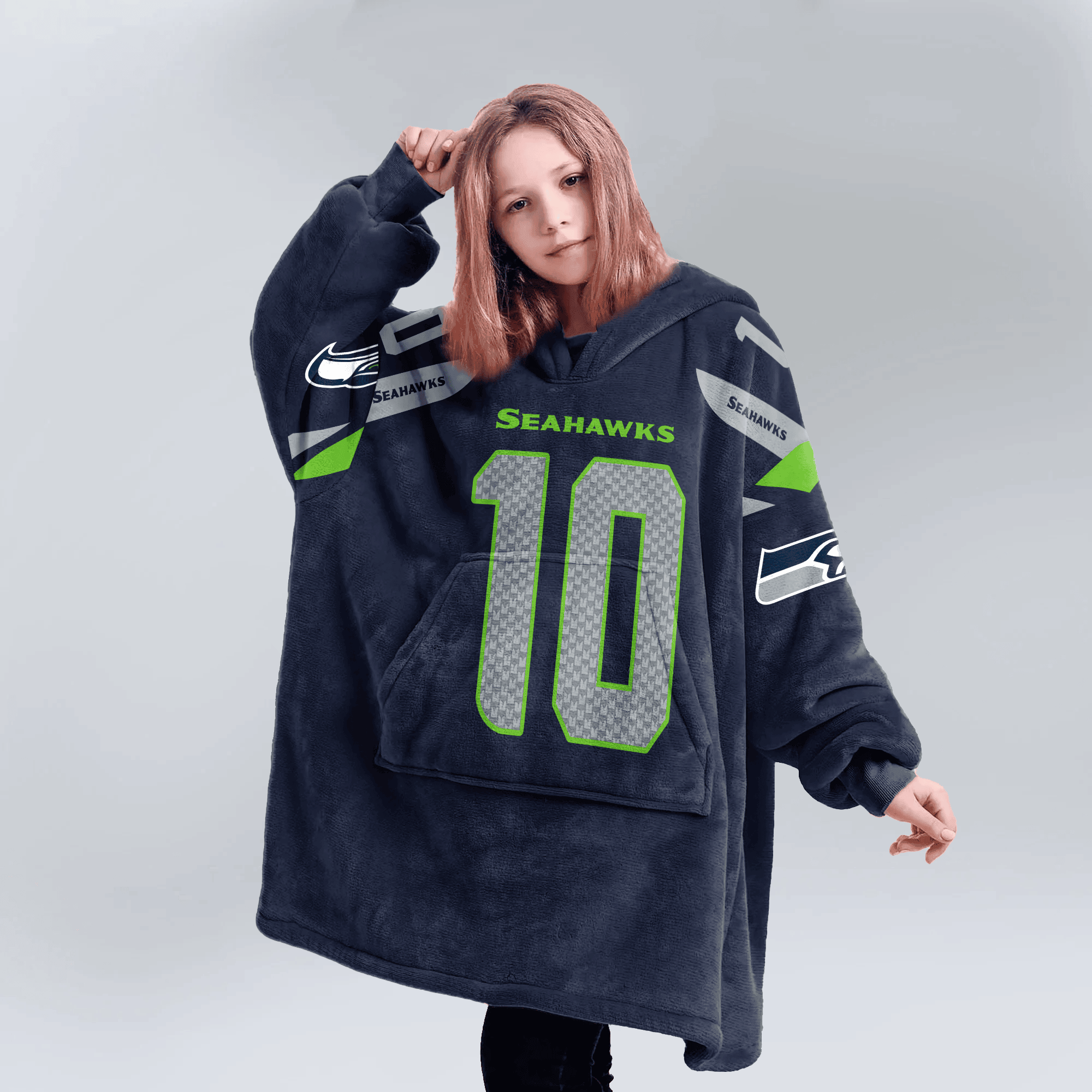 Kid 10 Seattle Football Unisex Blanket Hoodie