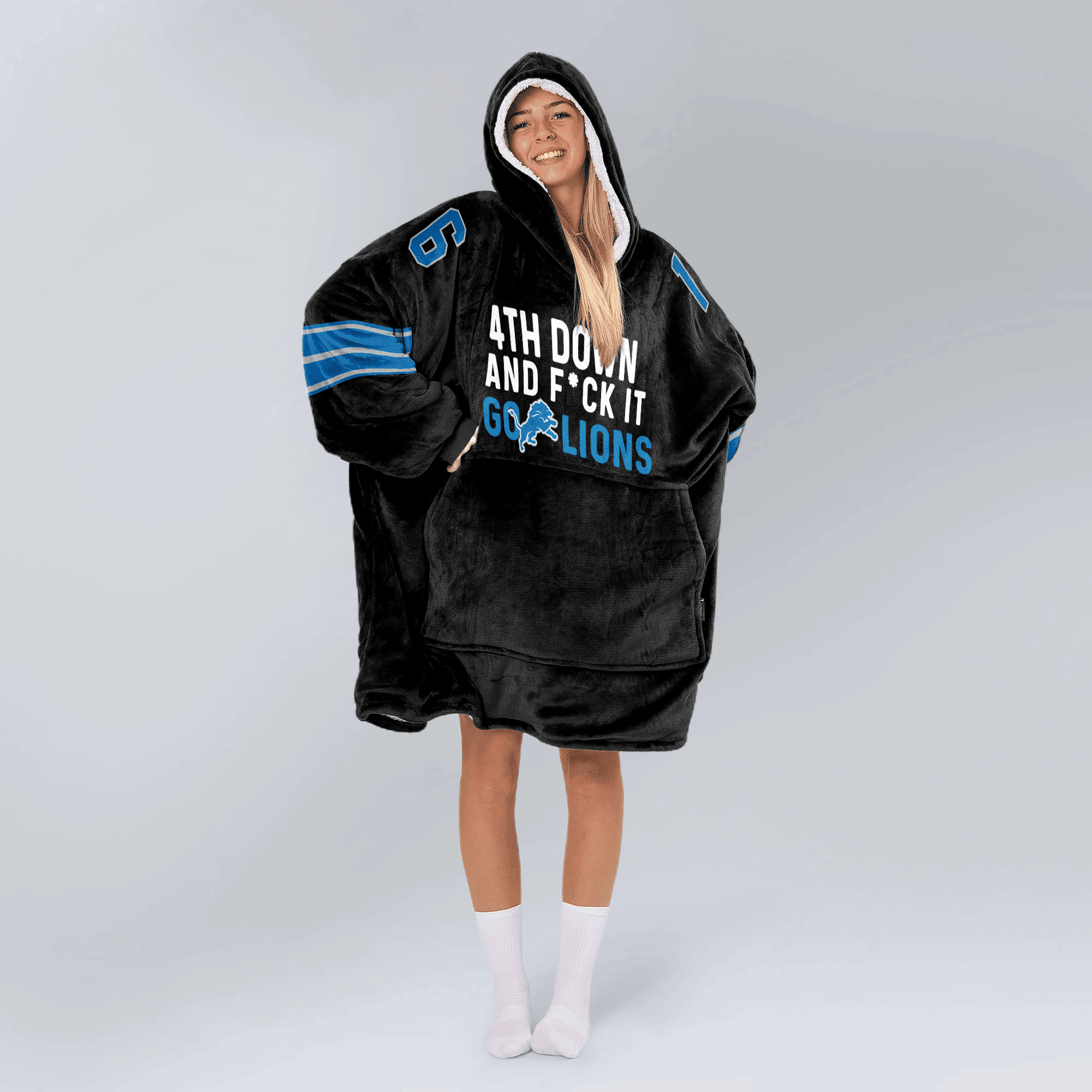 Adult J.G 16 Detroit Football Unisex Blanket Hoodie