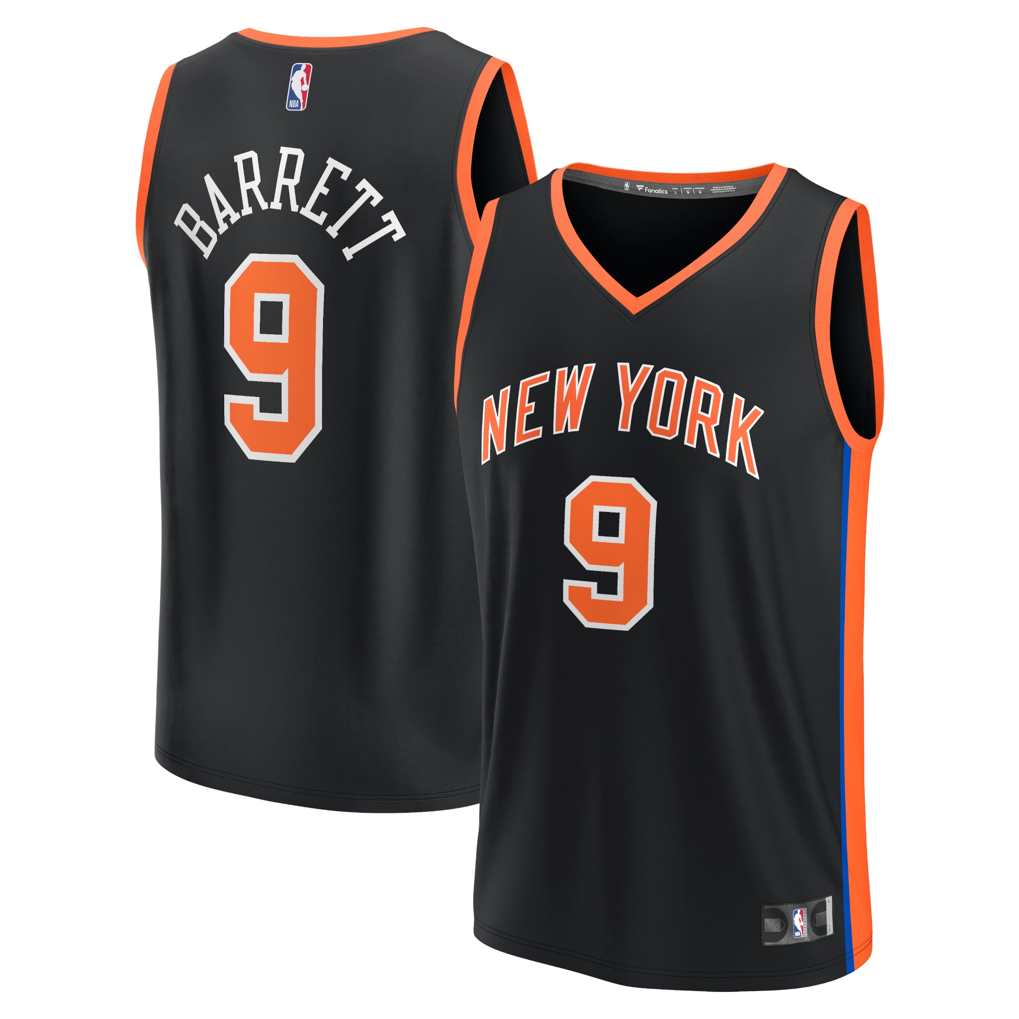 RJ Barrett New York Knicks  Youth 2022/23 Fastbreak Jersey - City Edition - Black