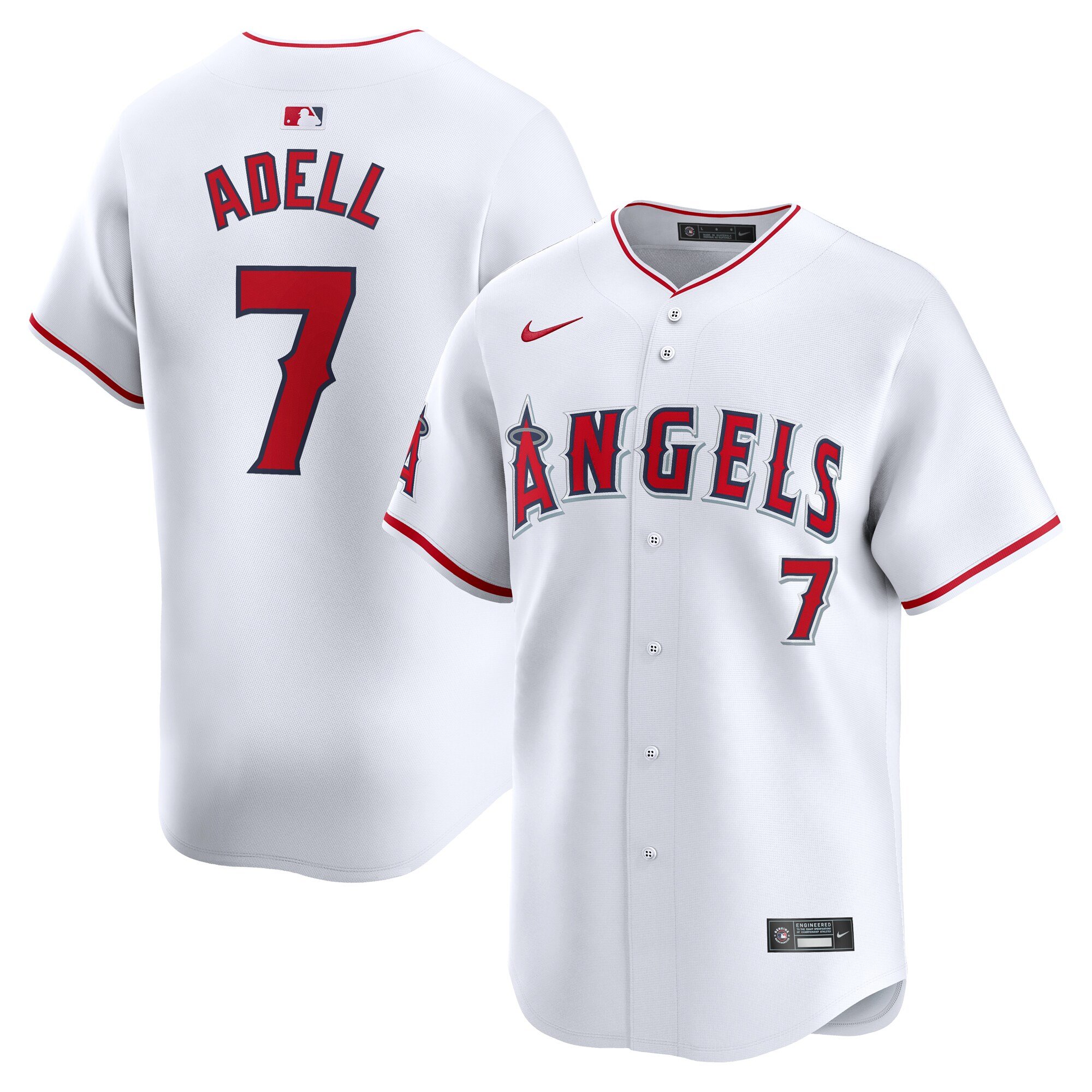 Men's Los Angeles Angels #7 Jo Adell  White Home Limited Player Jersey