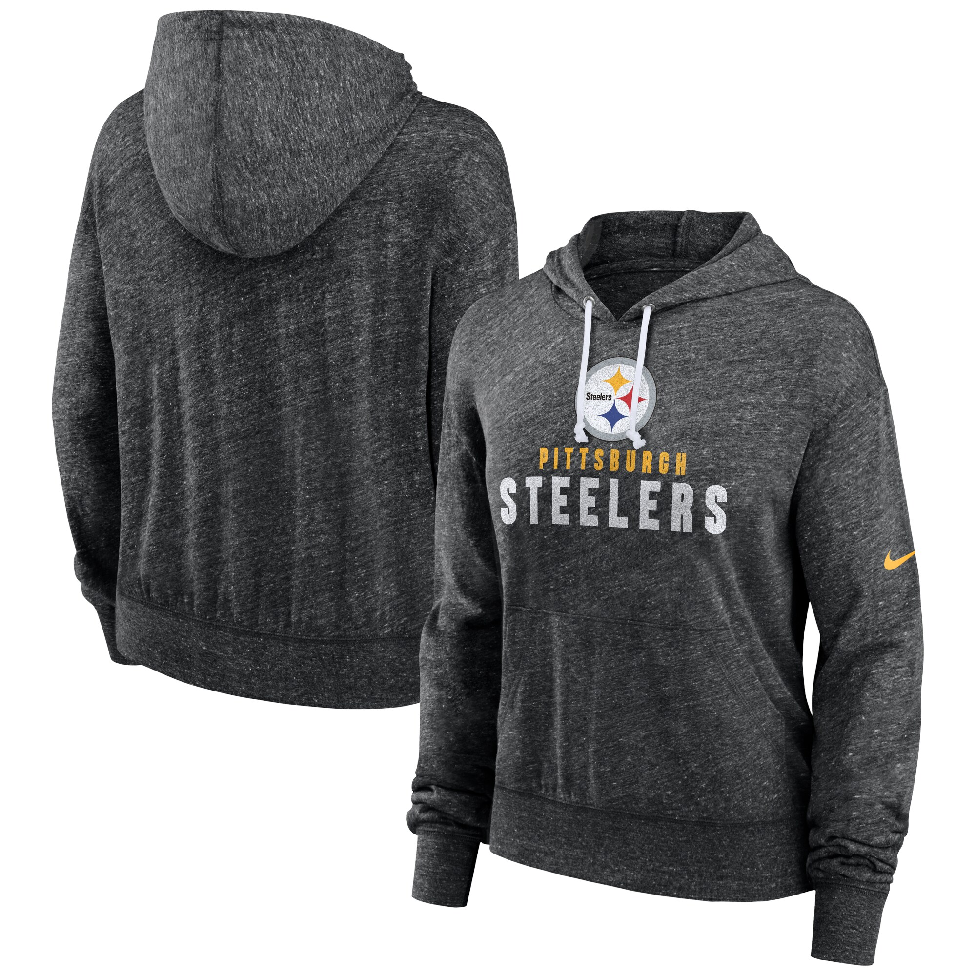 Pittsburgh Steelers Women's Gym Vintage Lightweight Hooded Top - Black