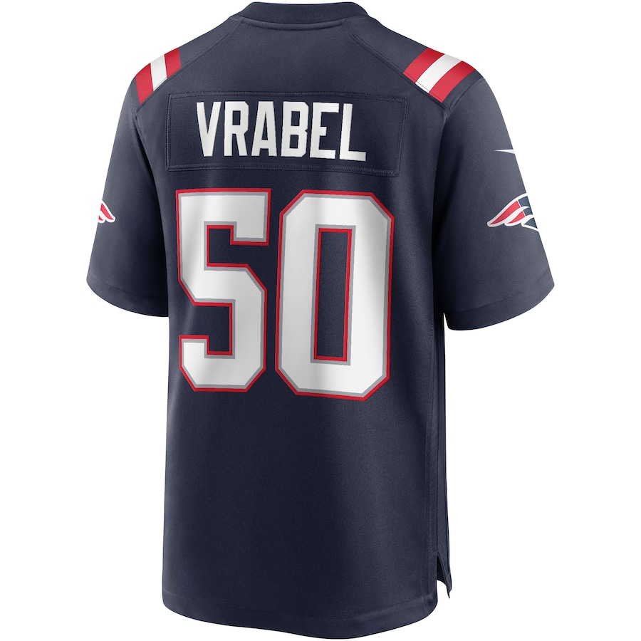 Men's New England Patriots #50 Mike Vrabel Navy Game Retired Player Jersey