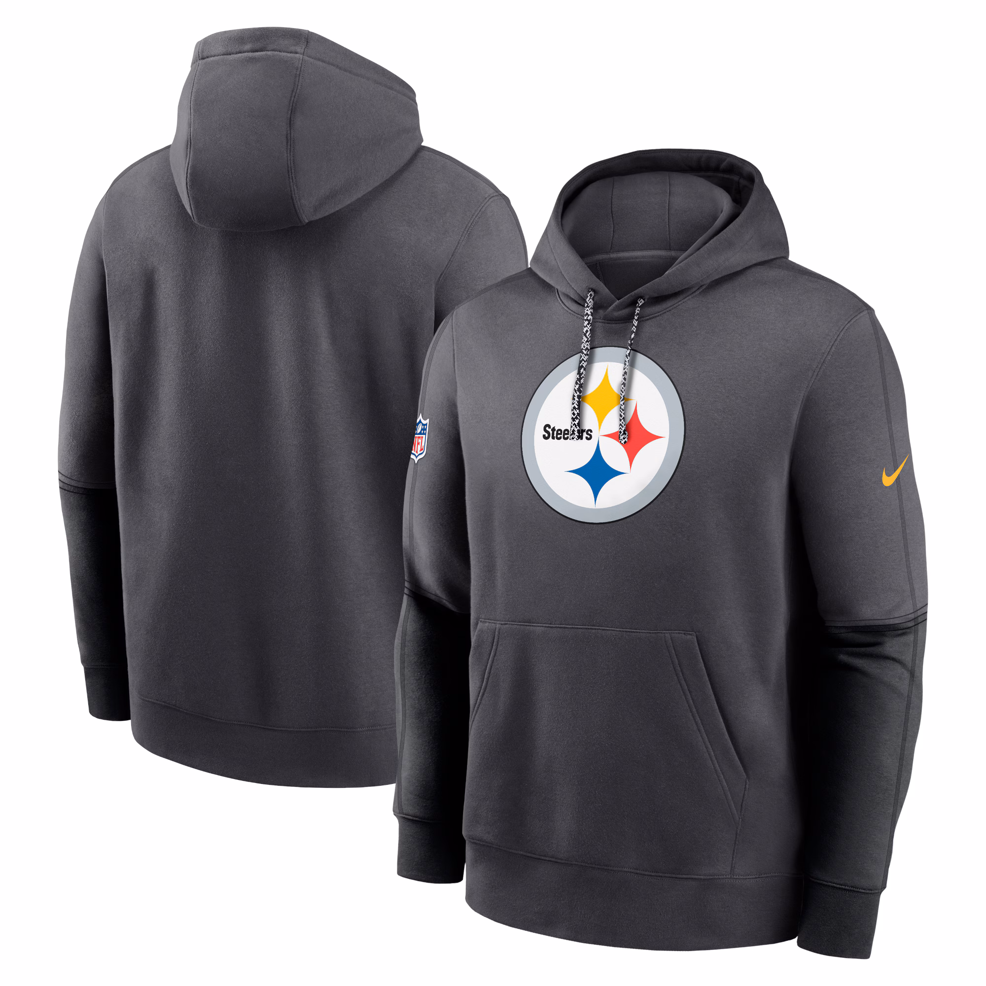 Pittsburgh Steelers 2024 Sideline Club Pullover Hoodie - Anthracite