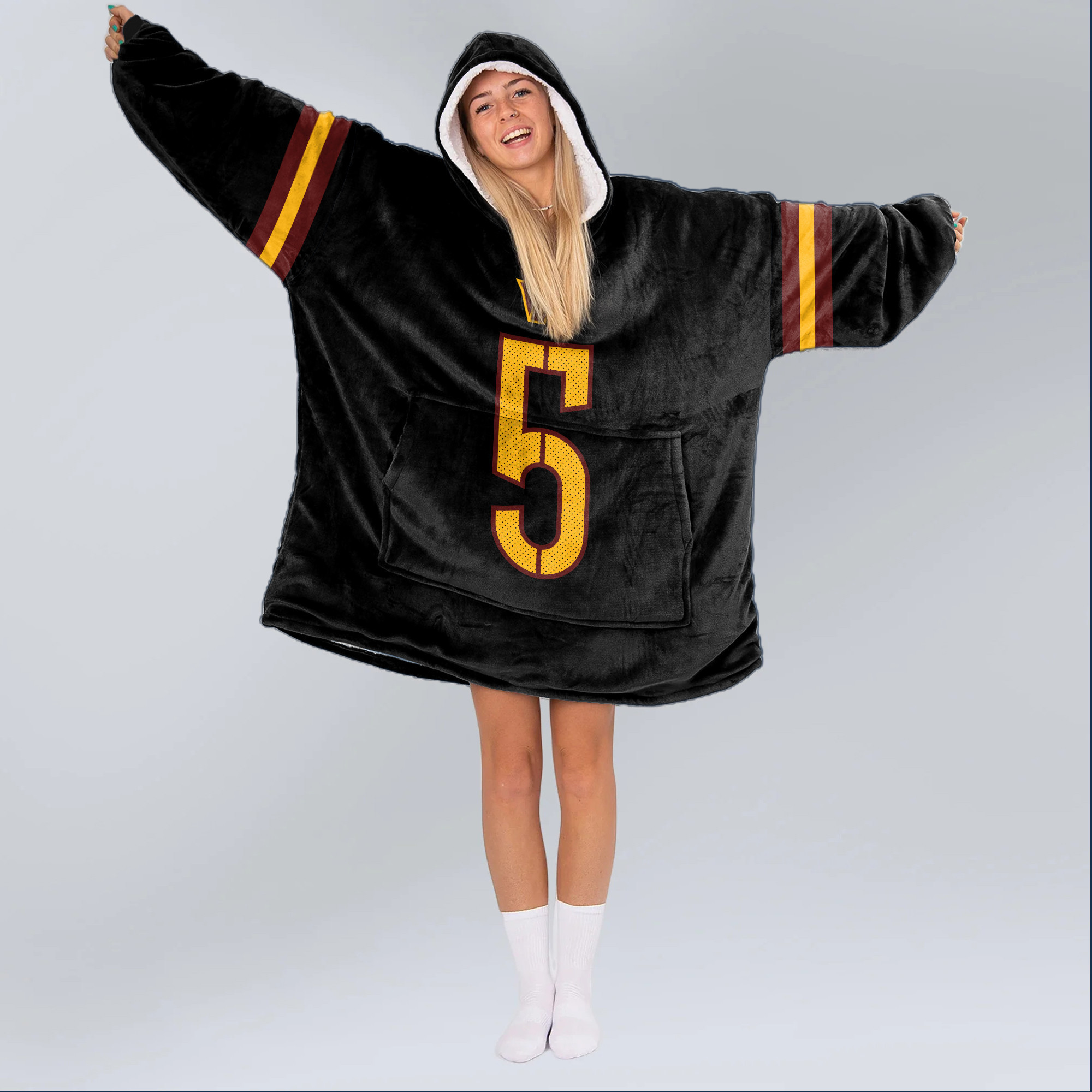 Adult 5 Washington Football Unisex Blanket Hoodie