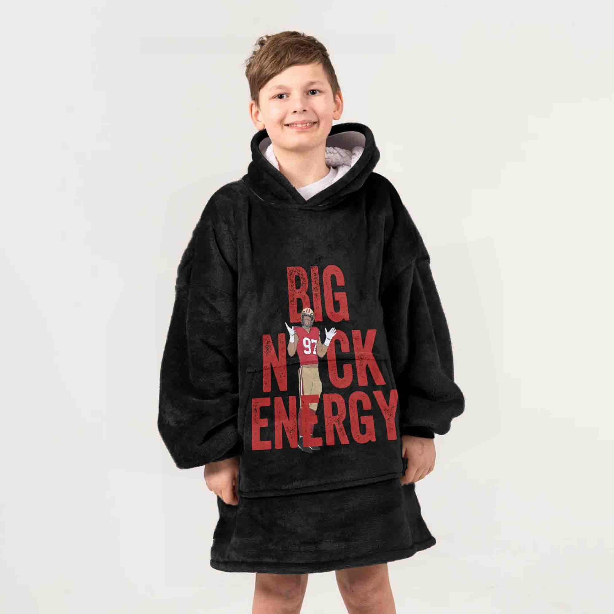 Adult Big Nick Energy San Francisco 49ers Football Unisex Blanket Hoodie