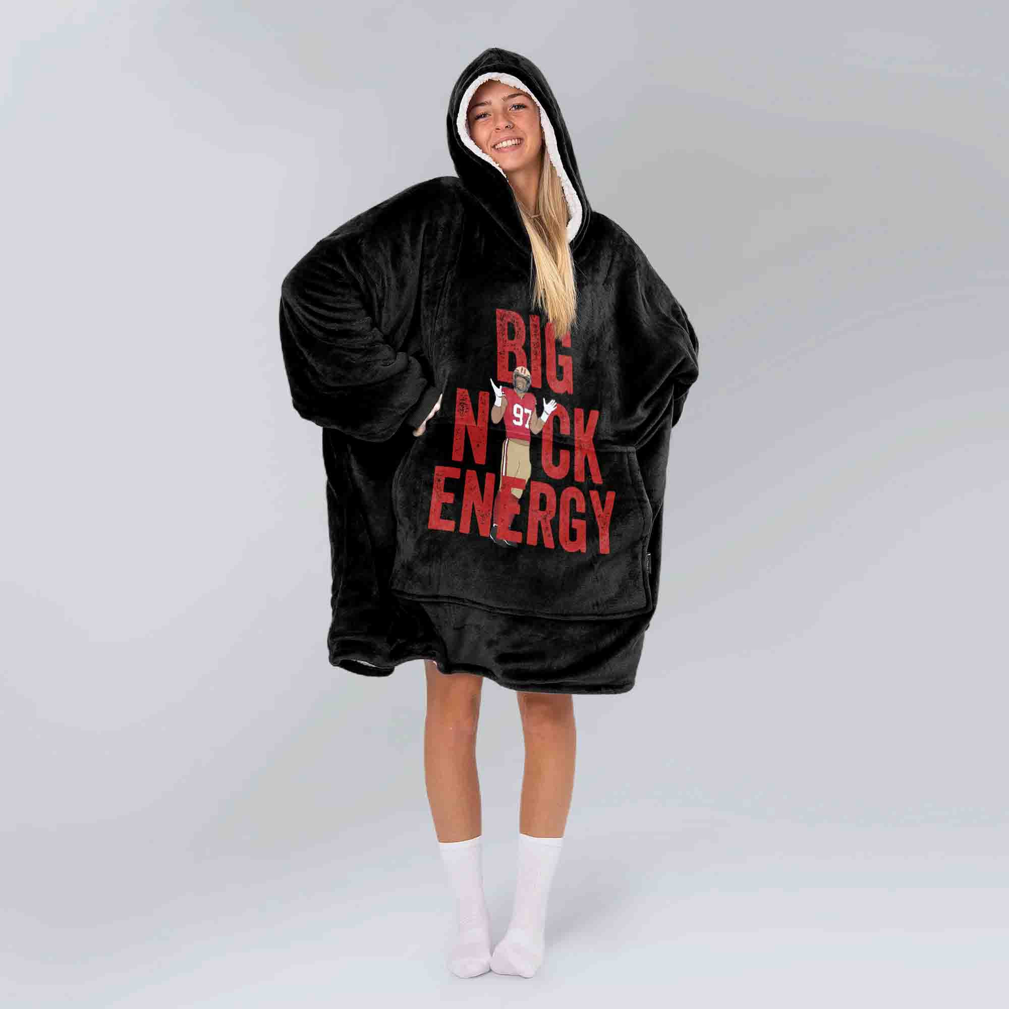 Adult Big Nick Energy San Francisco 49ers Football Unisex Blanket Hoodie