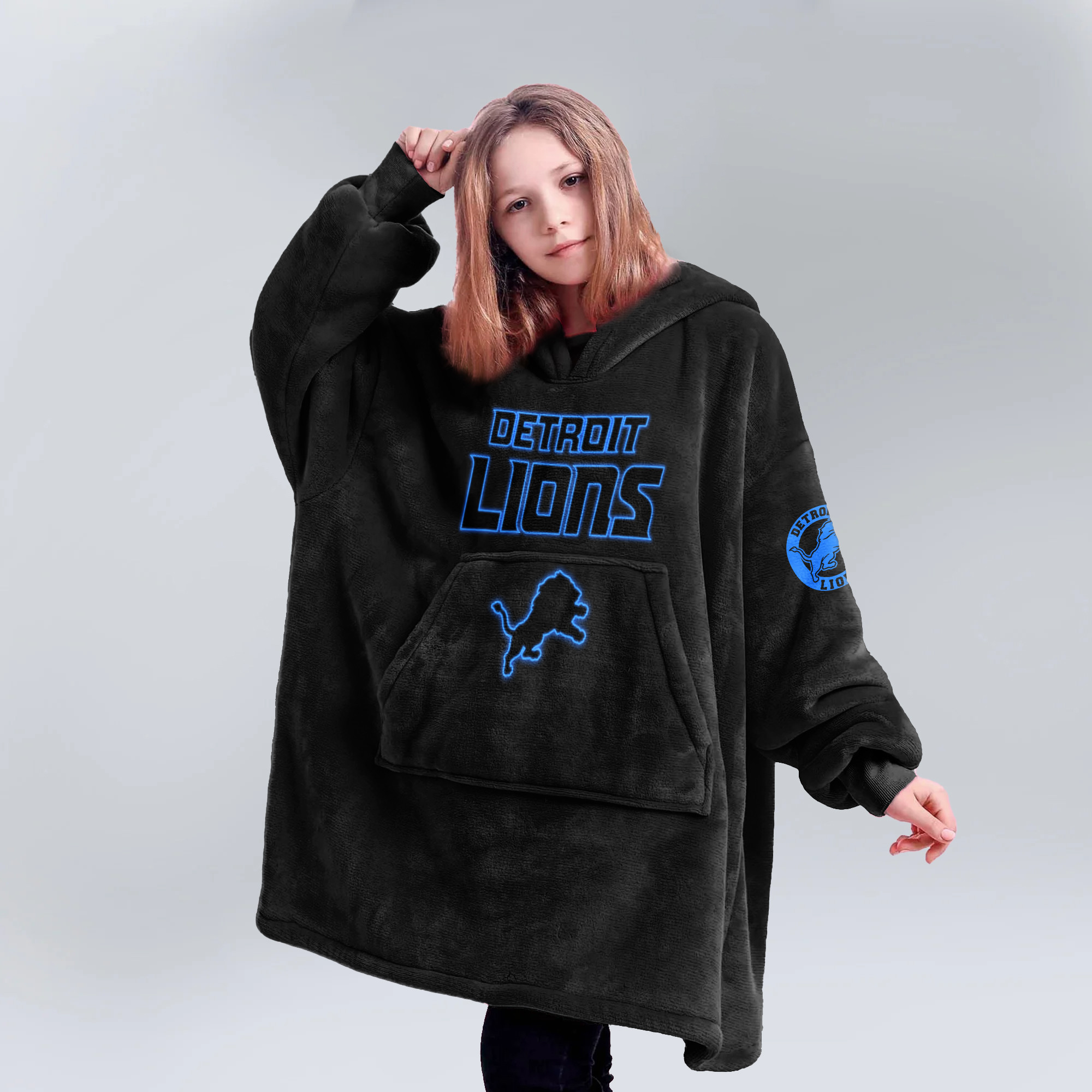 Adult Detroit Lions Football Unisex Blanket Hoodie
