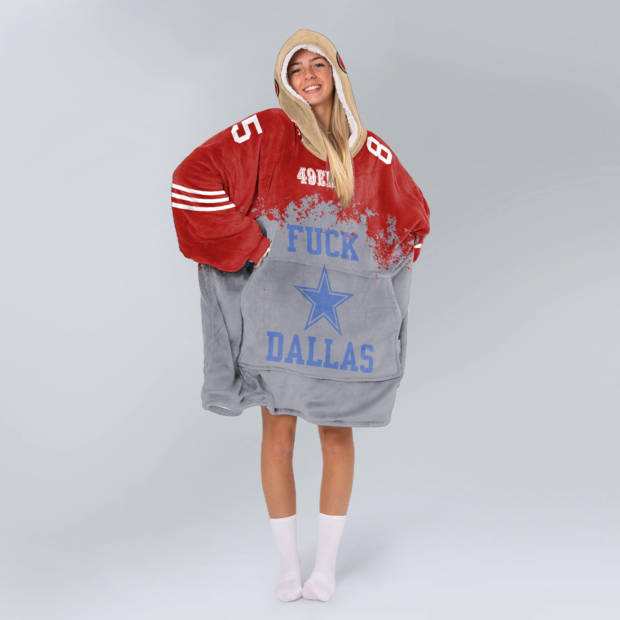Adult F**k Dallas San Francisco 49ers Football Unisex Blanket Hoodie