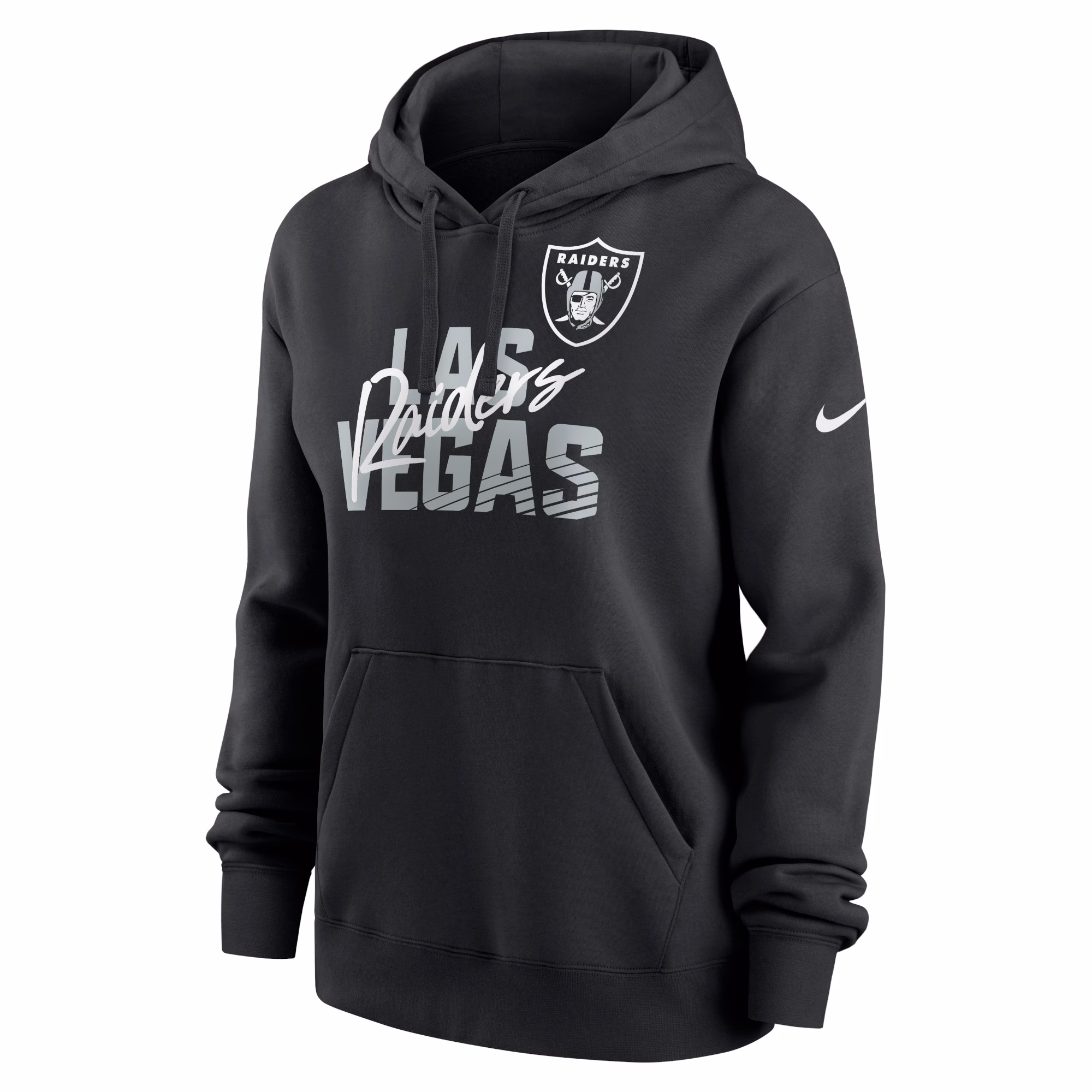Las Vegas Raiders Women's Wordmark Club Fleece Pullover Hoodie - Black