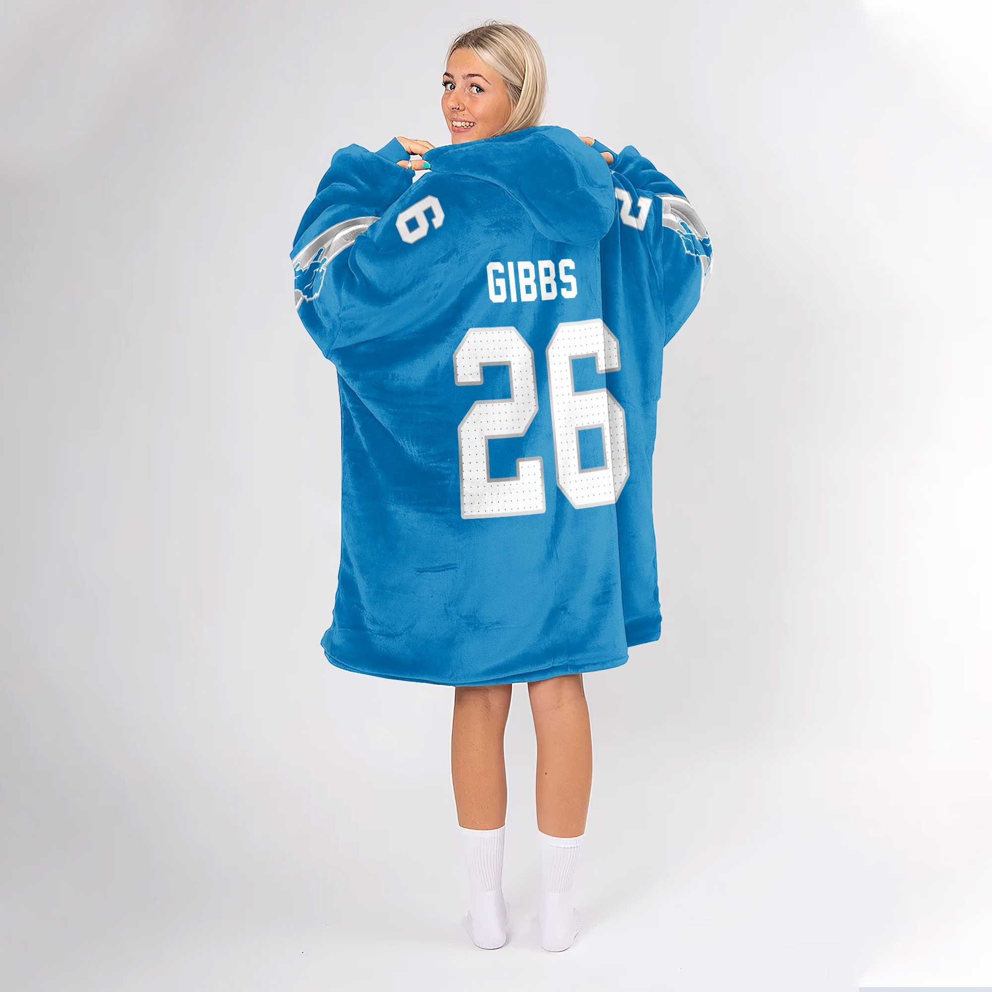 Adult 26 Detroit Lions Football Unisex Blanket Hoodie