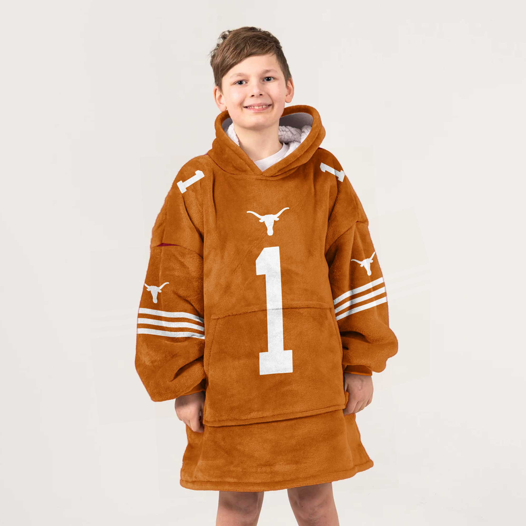 Adult #1 Texas Longhorns Football Unisex Blanket Hoodie