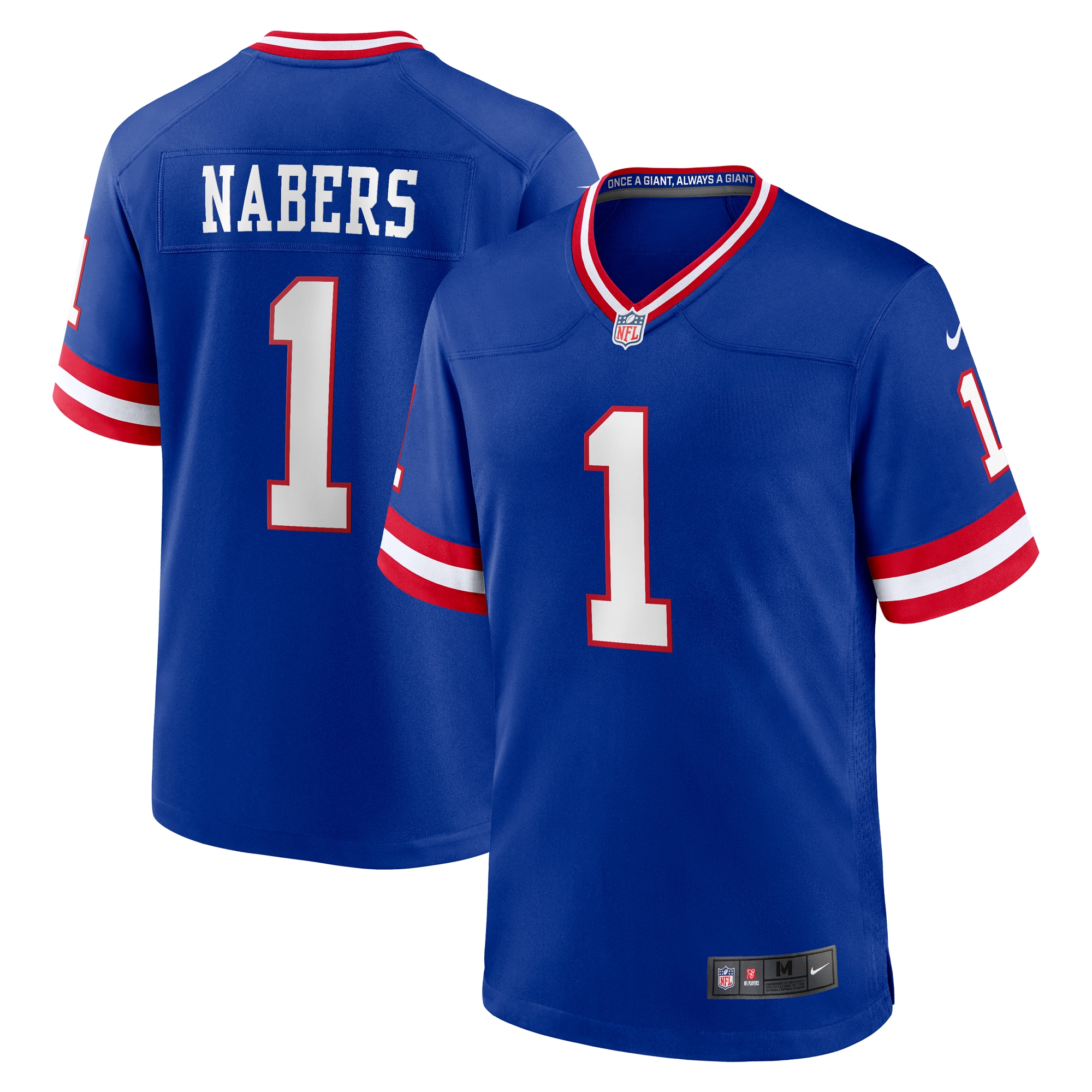 Malik Nabers #1 New York Giants 2nd Alternate 2025 NFL Draft Game Jersey - Royal