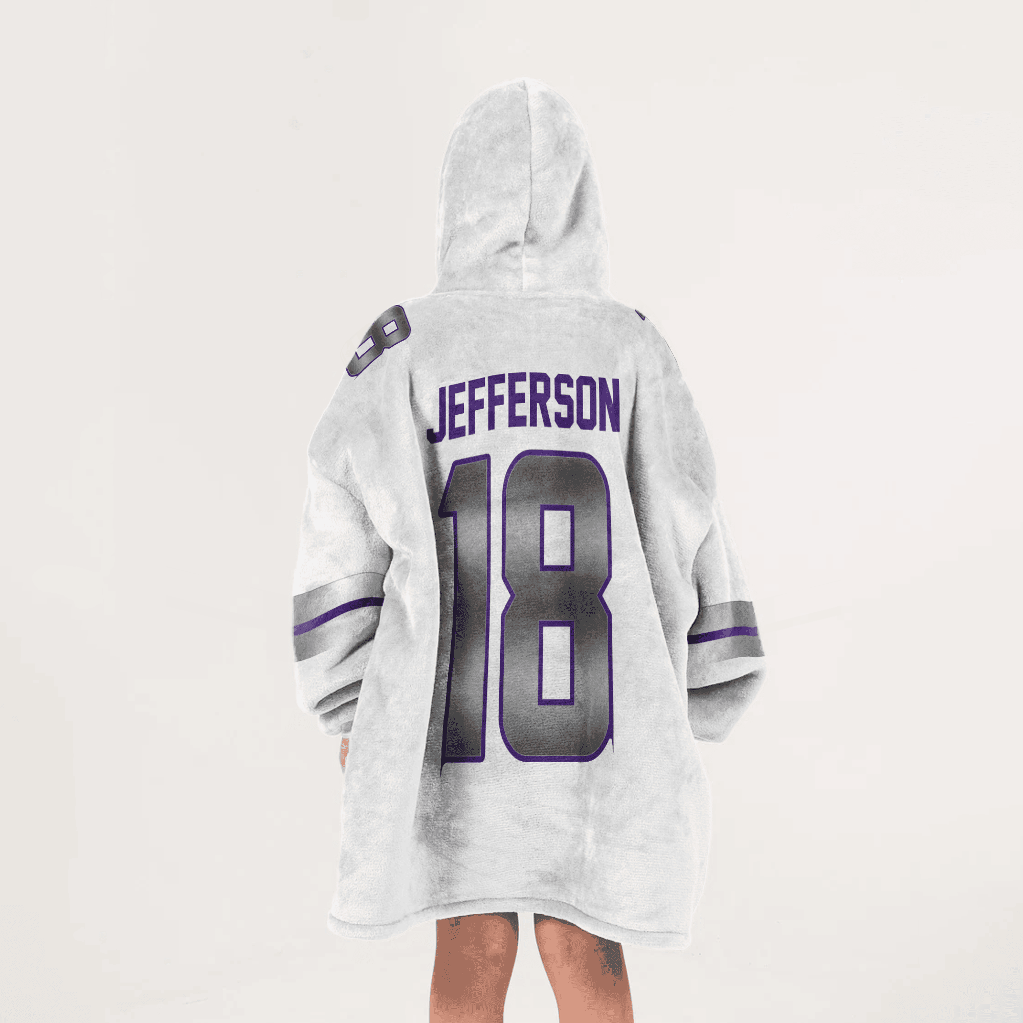 Adult White 18 Minnesota Football Unisex Blanket Hoodie