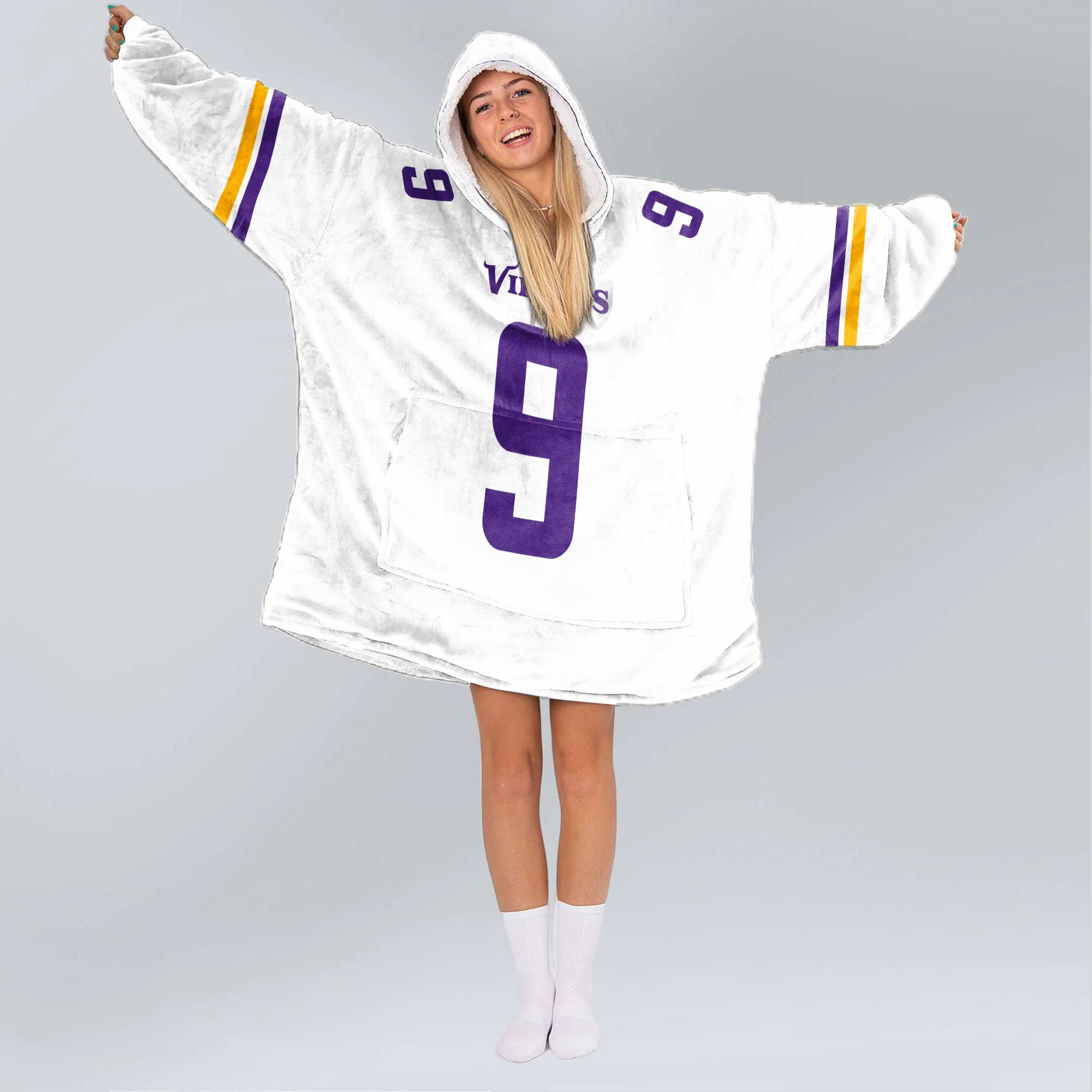 Adult 9 Minnesota Football Unisex Blanket Hoodie