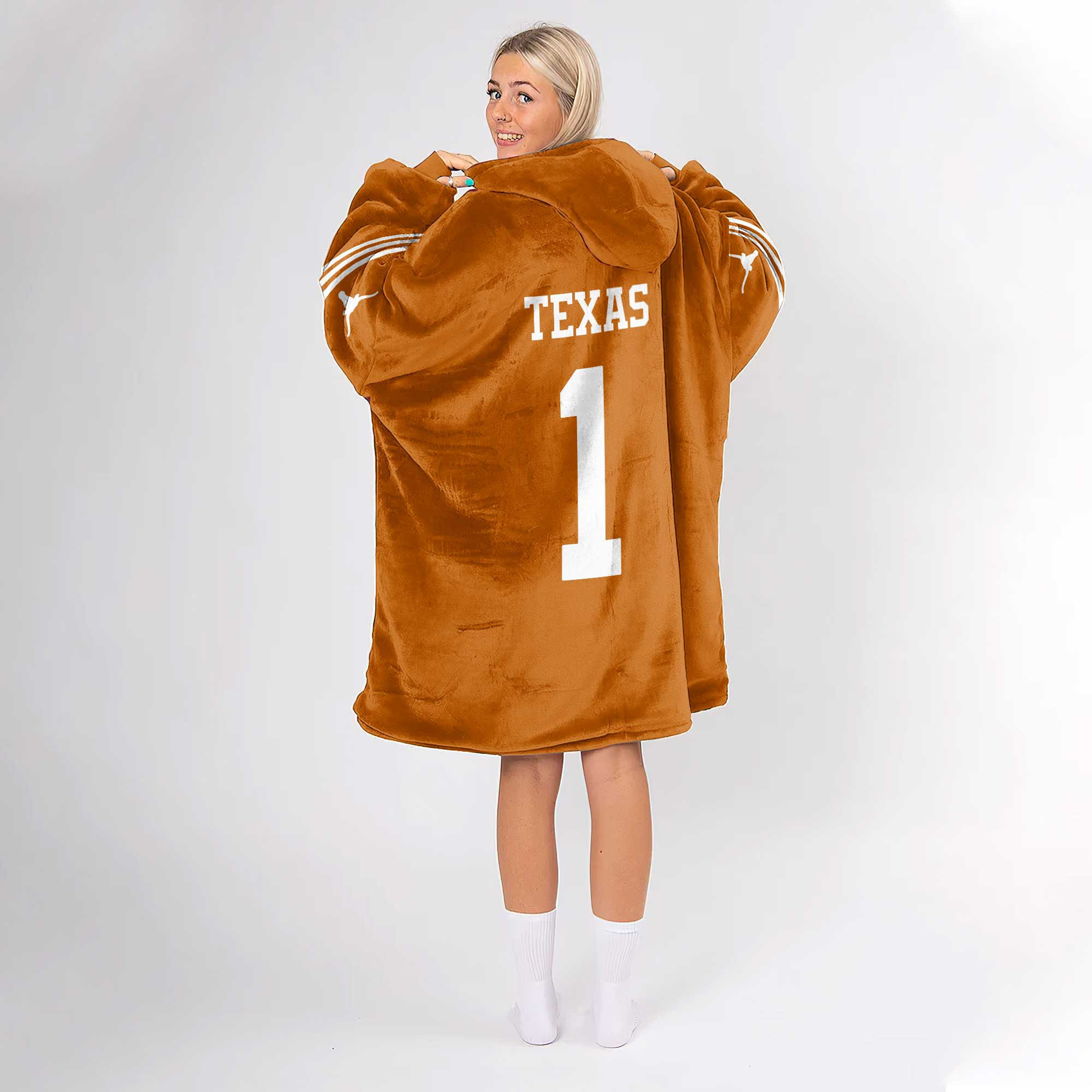 Adult #1 Texas Longhorns Football Unisex Blanket Hoodie