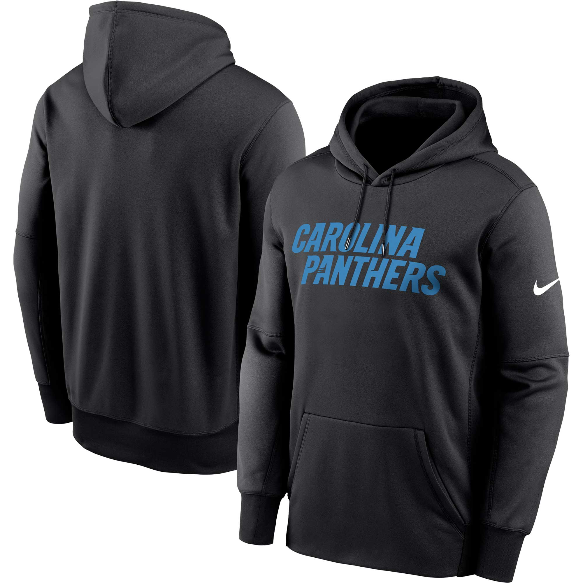 Carolina Panthers Wordmark Performance Pullover Hoodie - Black