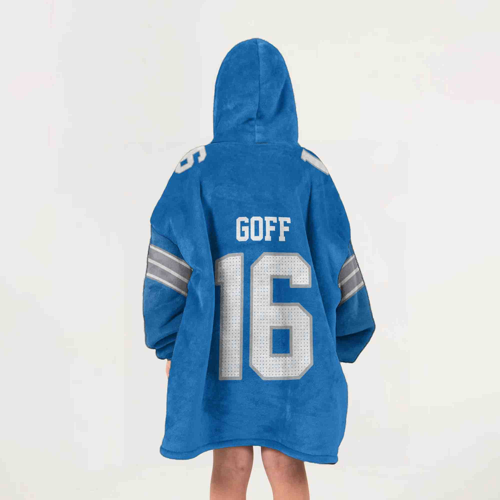 Adult Quarterback No 16 Detroit Football Unisex Blanket Hoodie