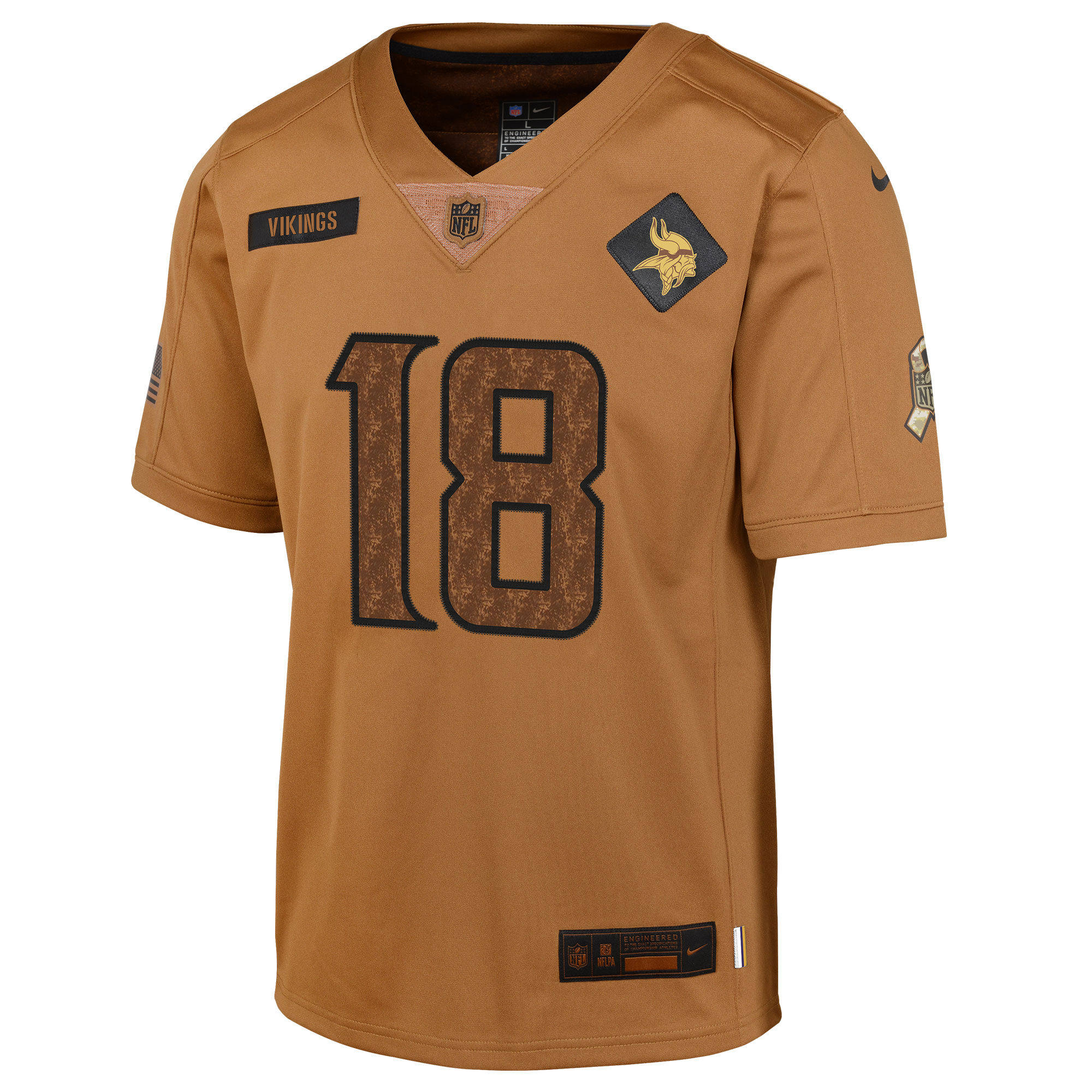Justin Jefferson Minnesota Vikings  Youth 2023 Salute To Service Limited Jersey - Brown