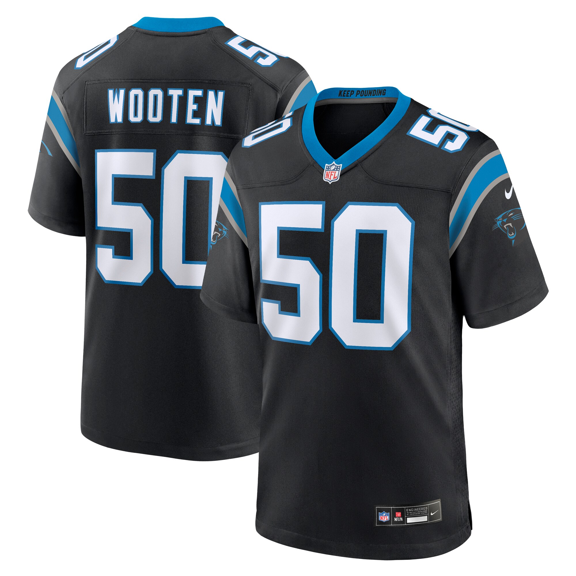 Chandler Wooten Carolina Panthers  Team Game Jersey - Black
