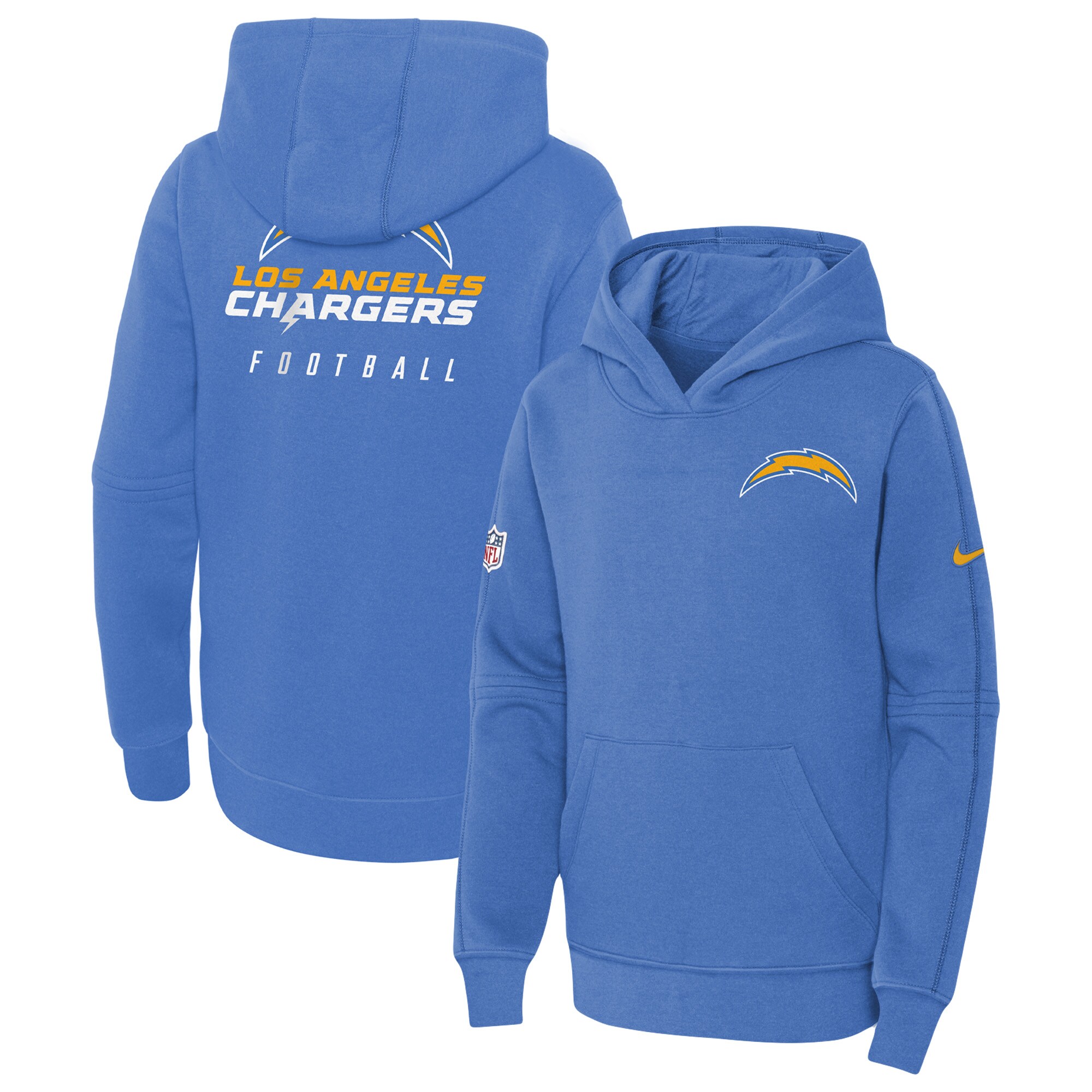 Los Angeles Chargers  Youth 2023 Sideline Club Fleece Pullover Hoodie - Powder Blue