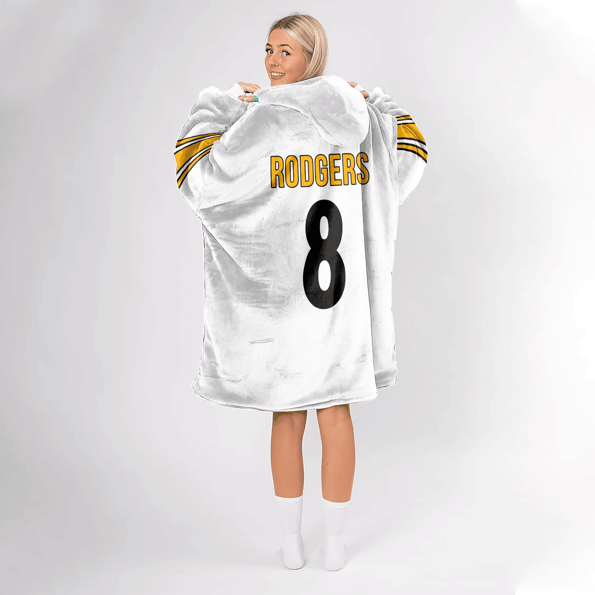 Adult 8 Pittsburgh Football Unisex Blanket Hoodie