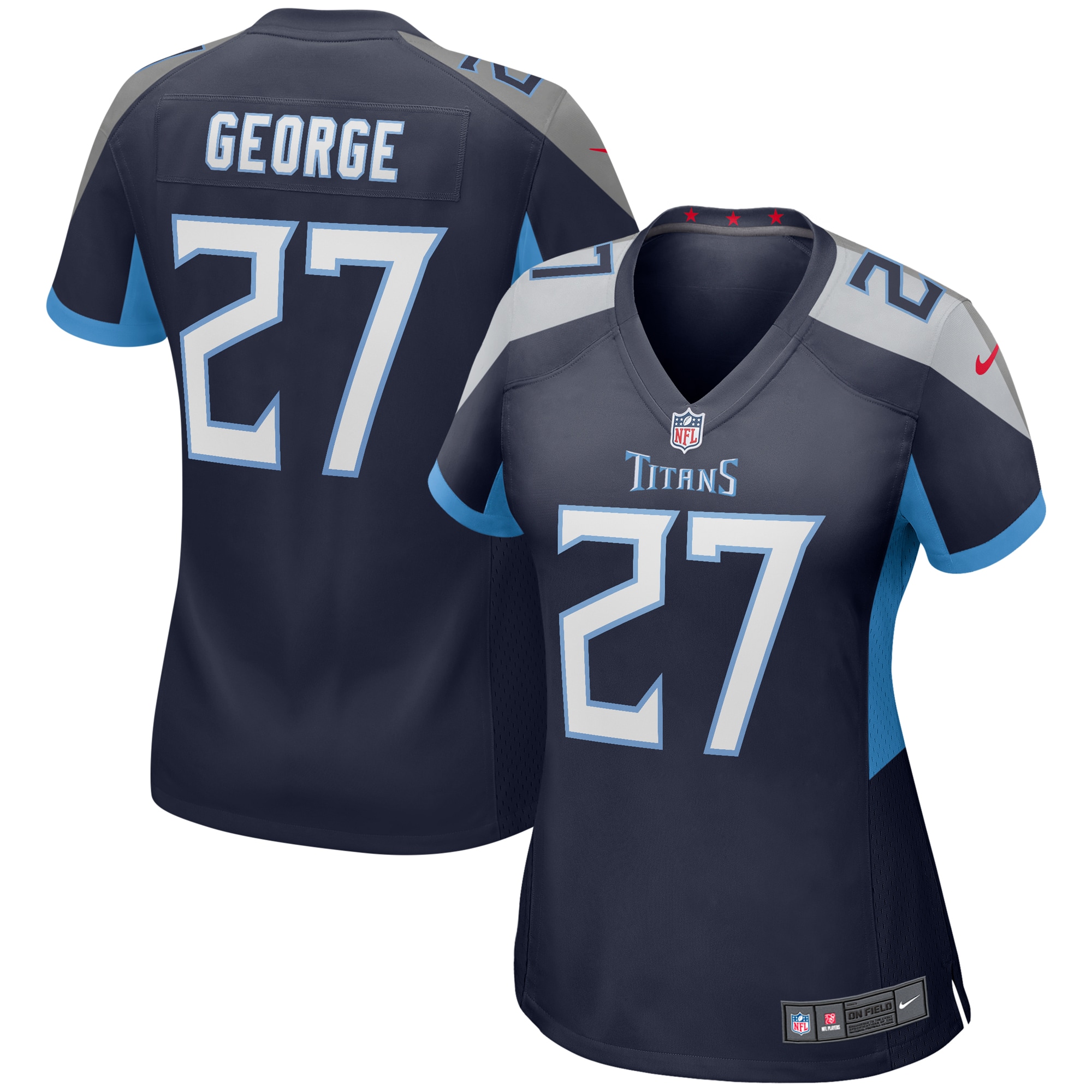 Eddie George Tennessee Titans Women's Oilers Throwback Retired Player Game Jersey - Light Blue