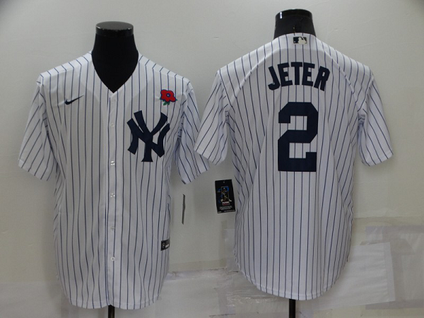 Men's  New York Yankees #2 Derek Jeter White Cool Base MLB Stitched Jersey