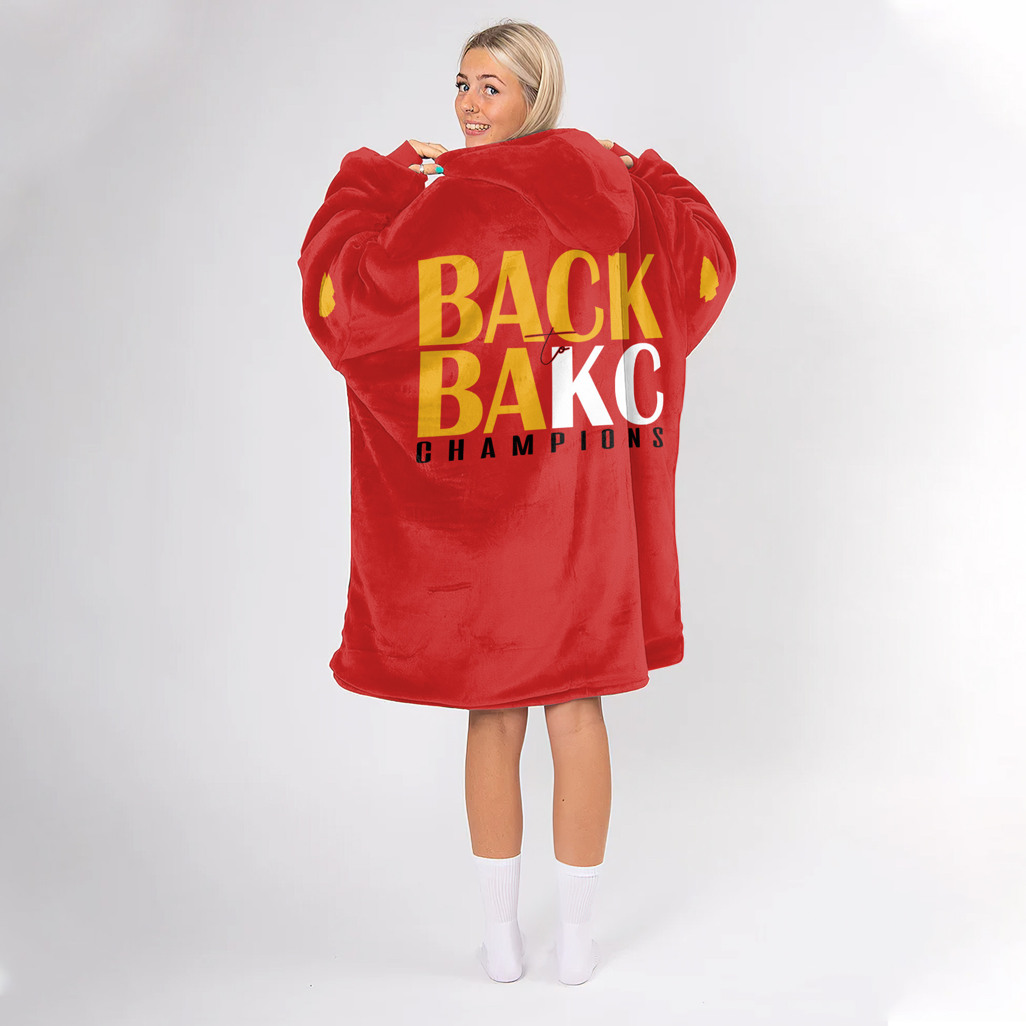 Adult 3 Peat Kansas City Football Unisex Blanket Hoodie