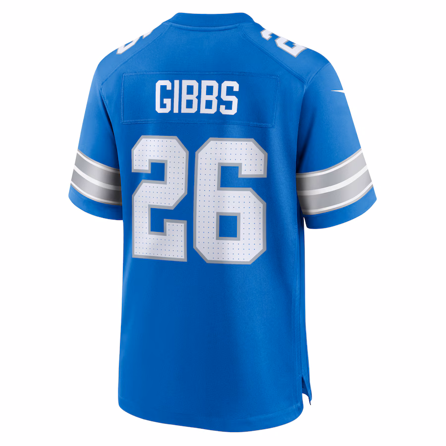 Men's Jahmyr Gibbs #26 Blue Detroit Lions Game Jersey