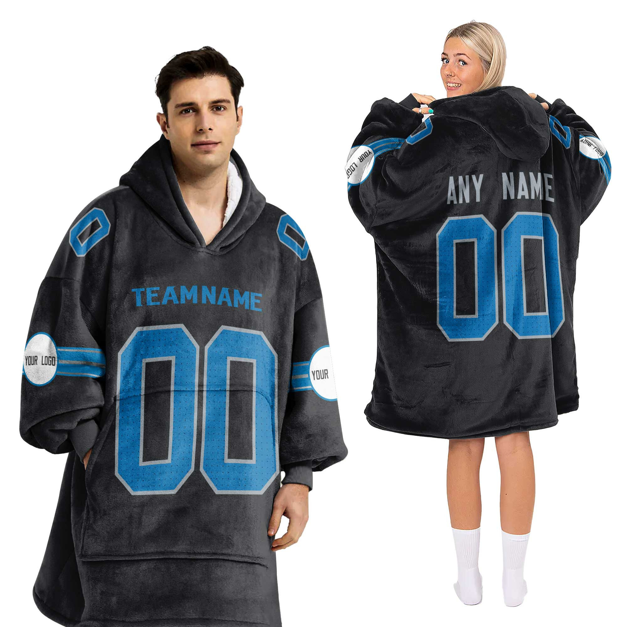 Adult Custom Blanket Hoodie Detroit Inspired Color