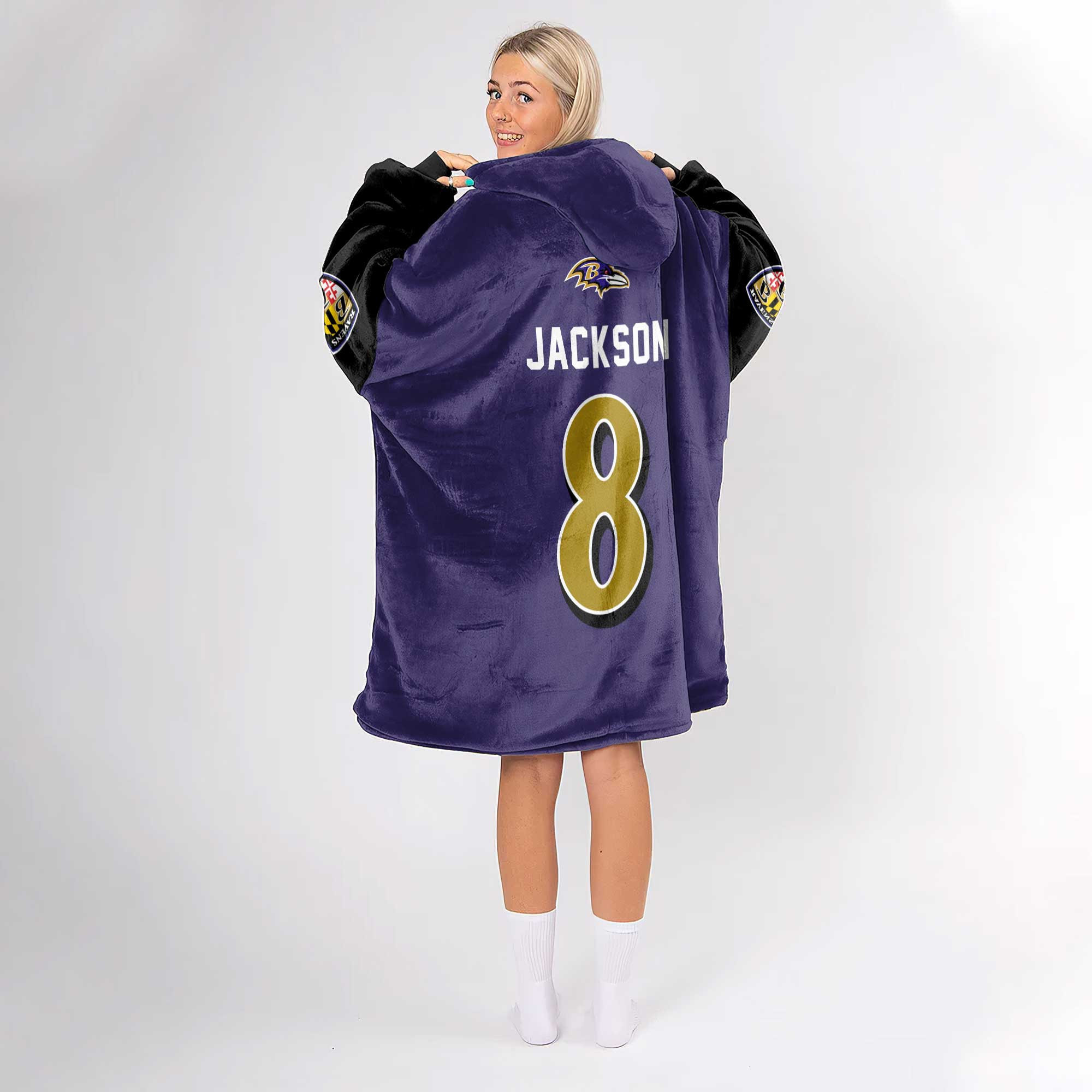 Adult 8 Baltimore Football Unisex Blanket Hoodie