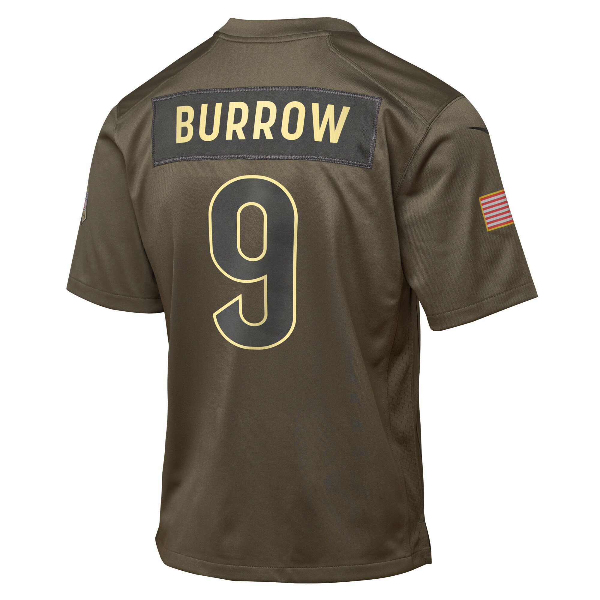 Youth Cincinnati Bengals Joe Burrow Olive 2025 Salute to Service Game Jersey