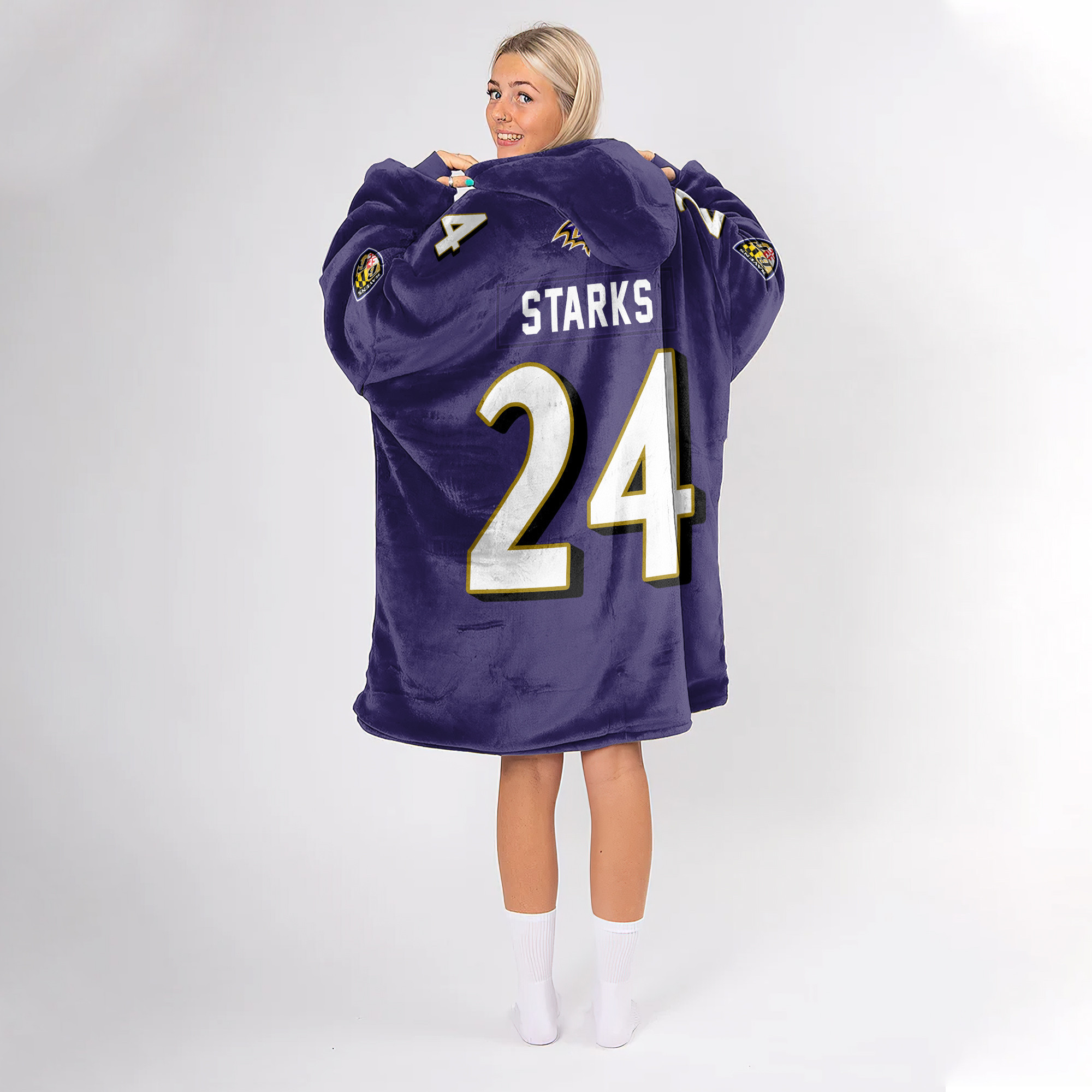 Adult 24 Baltimore Football Unisex Blanket Hoodie