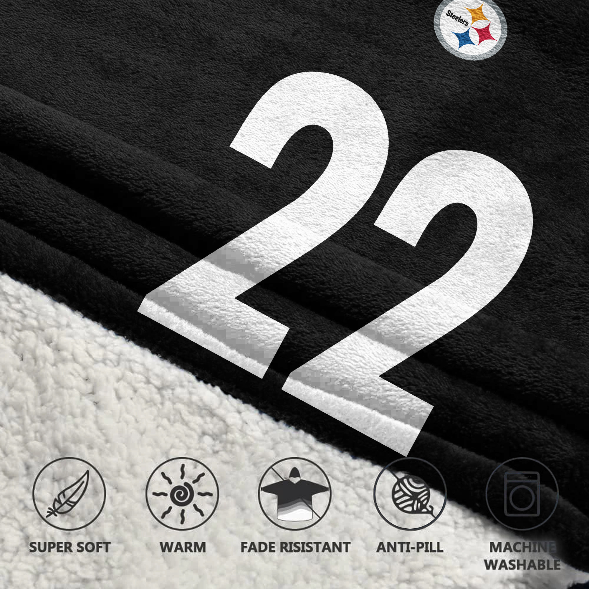 Adult N.H 22 Pittsburgh Football Unisex Blanket Hoodie