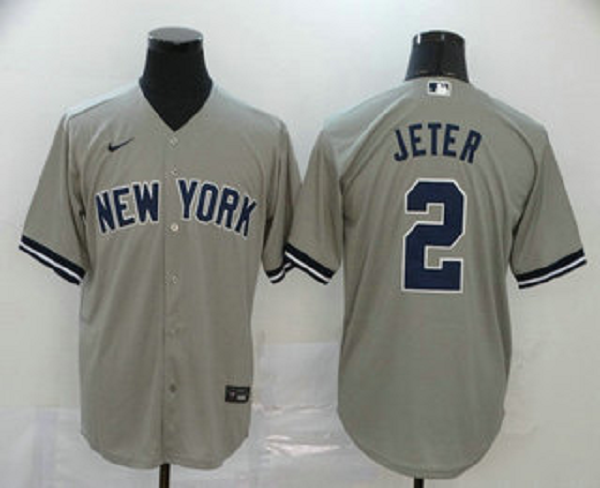 Men's New York Yankees #2 Derek Jeter Gray Stitched MLB Cool Base  Jersey
