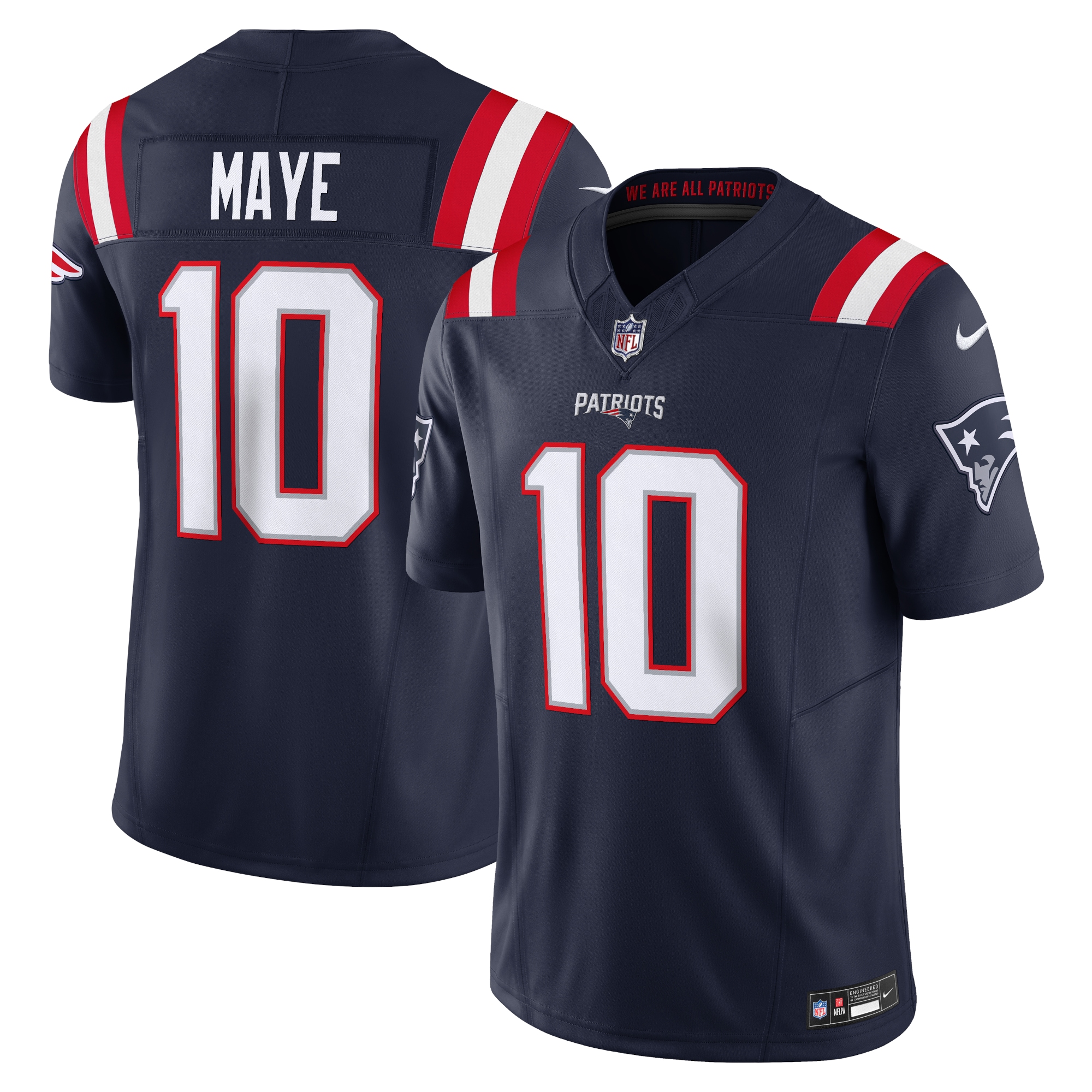 Drake Maye #10 New England Patriots Vapor F.U.S.E. Limited Jersey - Navy