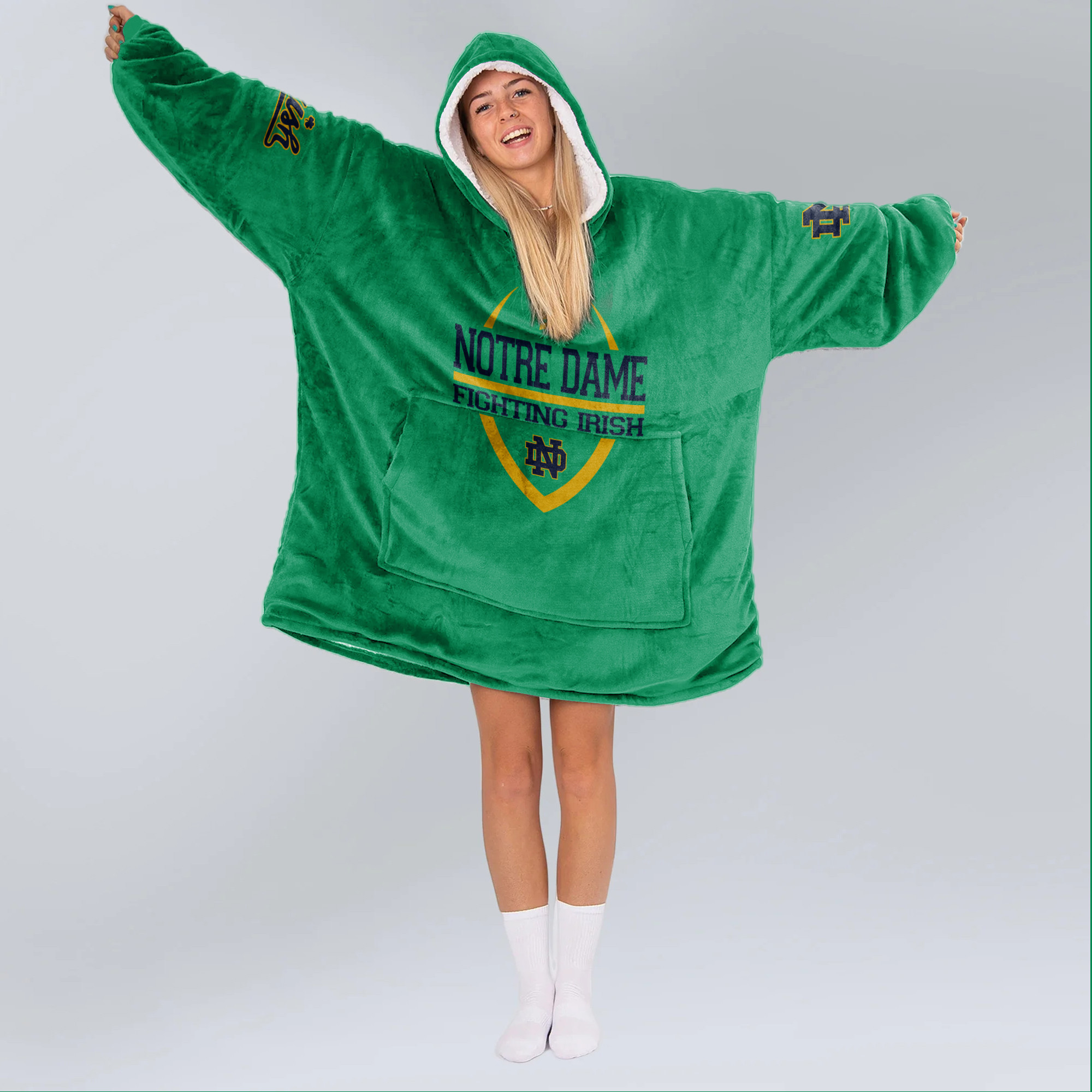 Adult Notre Dame Football Unisex Blanket Hoodie