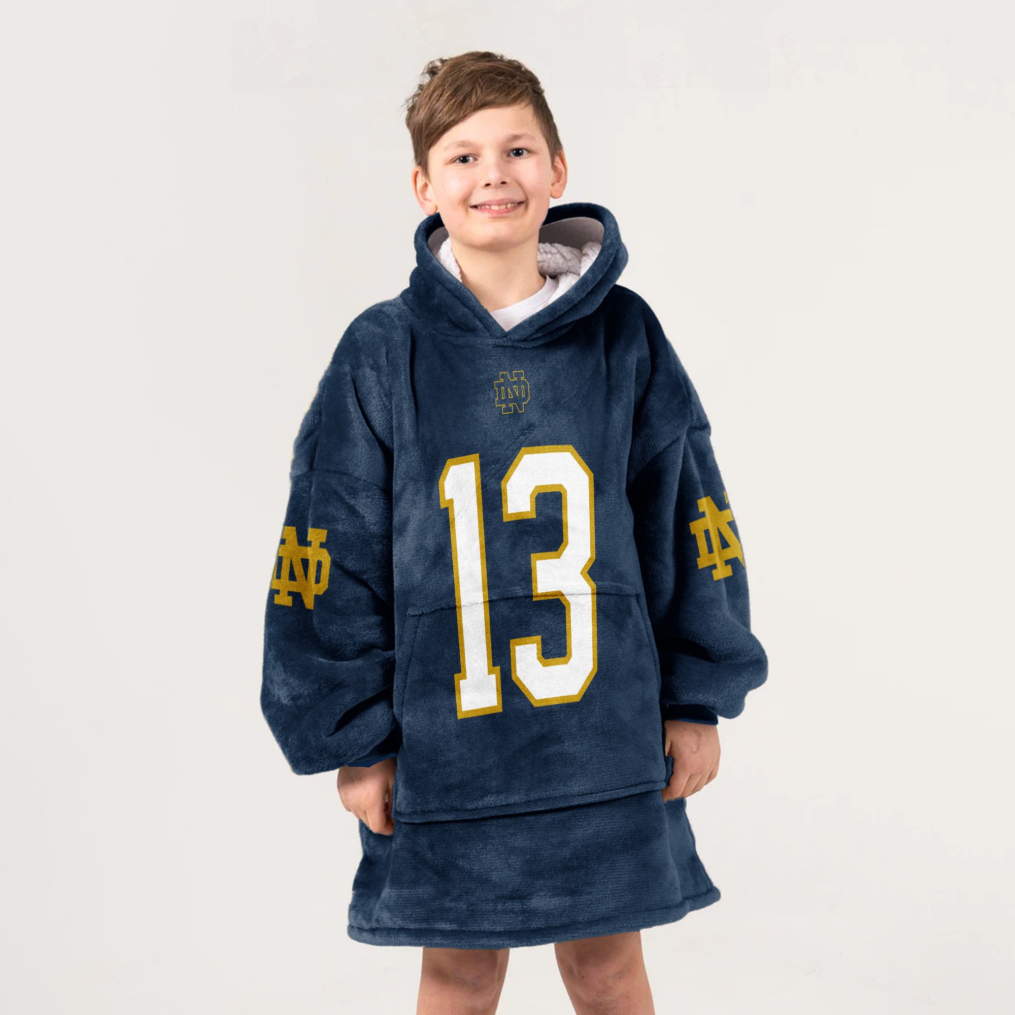 Adult 13 Notre Dame Football Unisex Blanket Hoodie