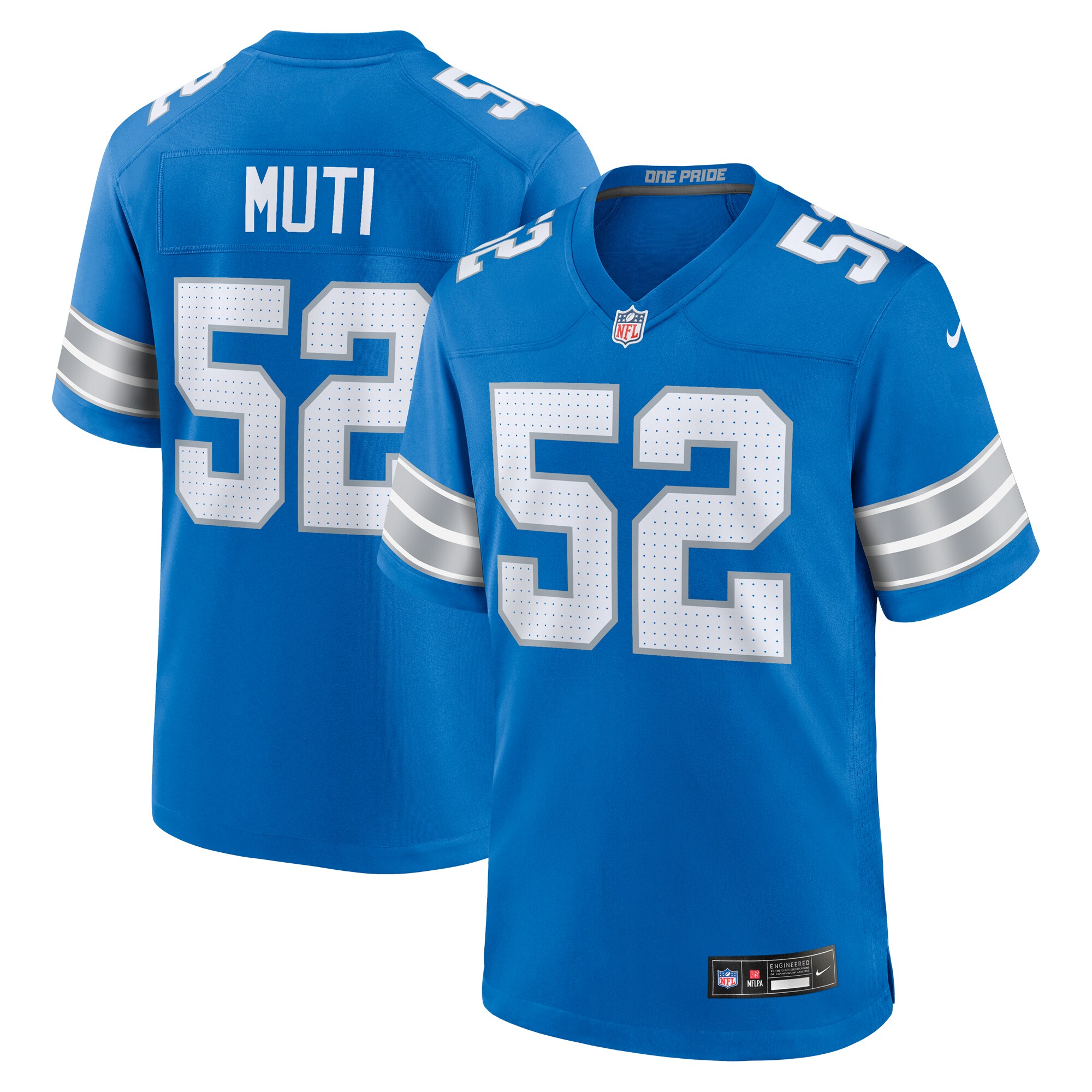 Netane Muti Detroit Lions Game Jersey -  Blue