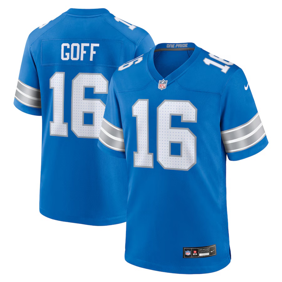 Men's Jared Goff #16 Blue Detroit Lions Game Jersey